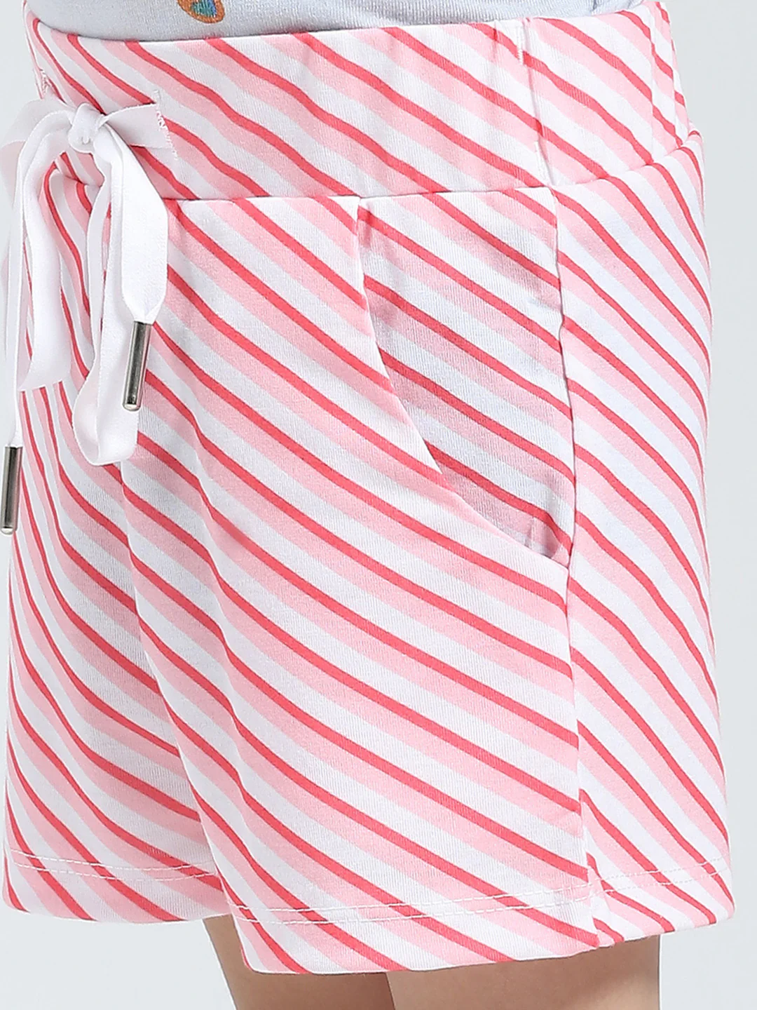 Girls Pink Printed Collar Half Sleeve Shorts Set - Image 8