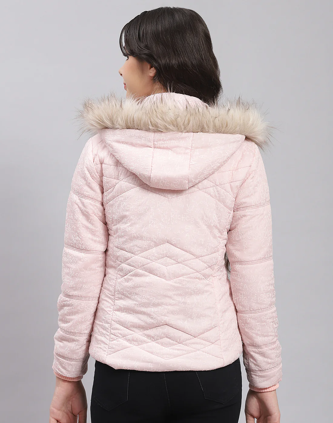 Girls Pink Printed Hooded Full Sleeve Girls Jacket - Image 5