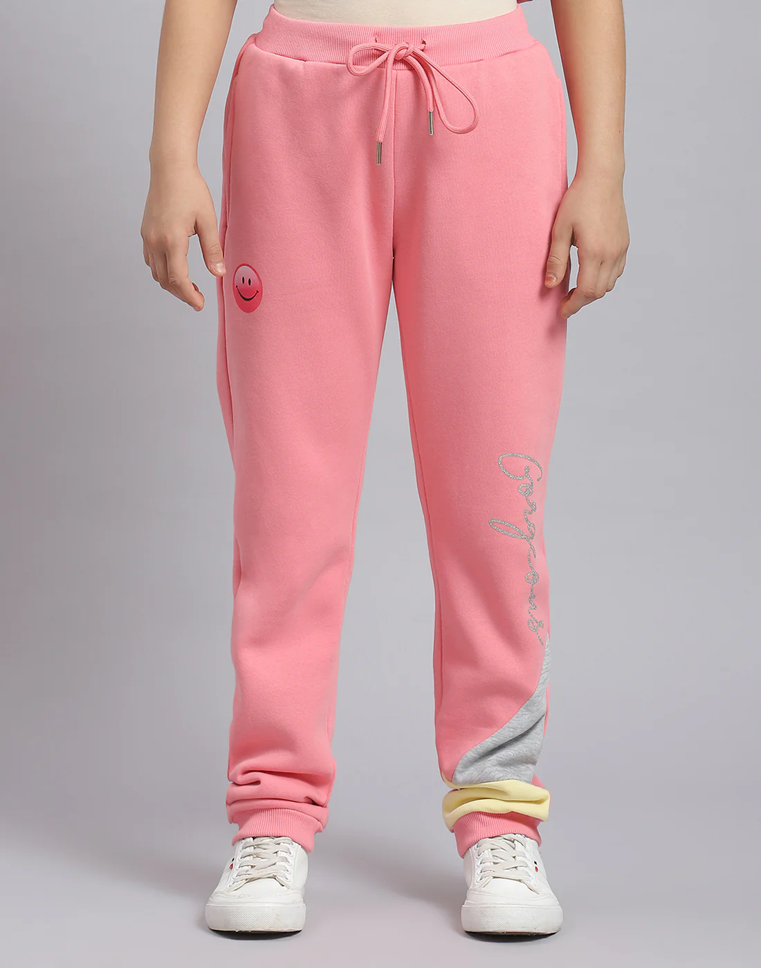 Girls Pink Printed Hooded Full Sleeve Tracksuit - Image 6