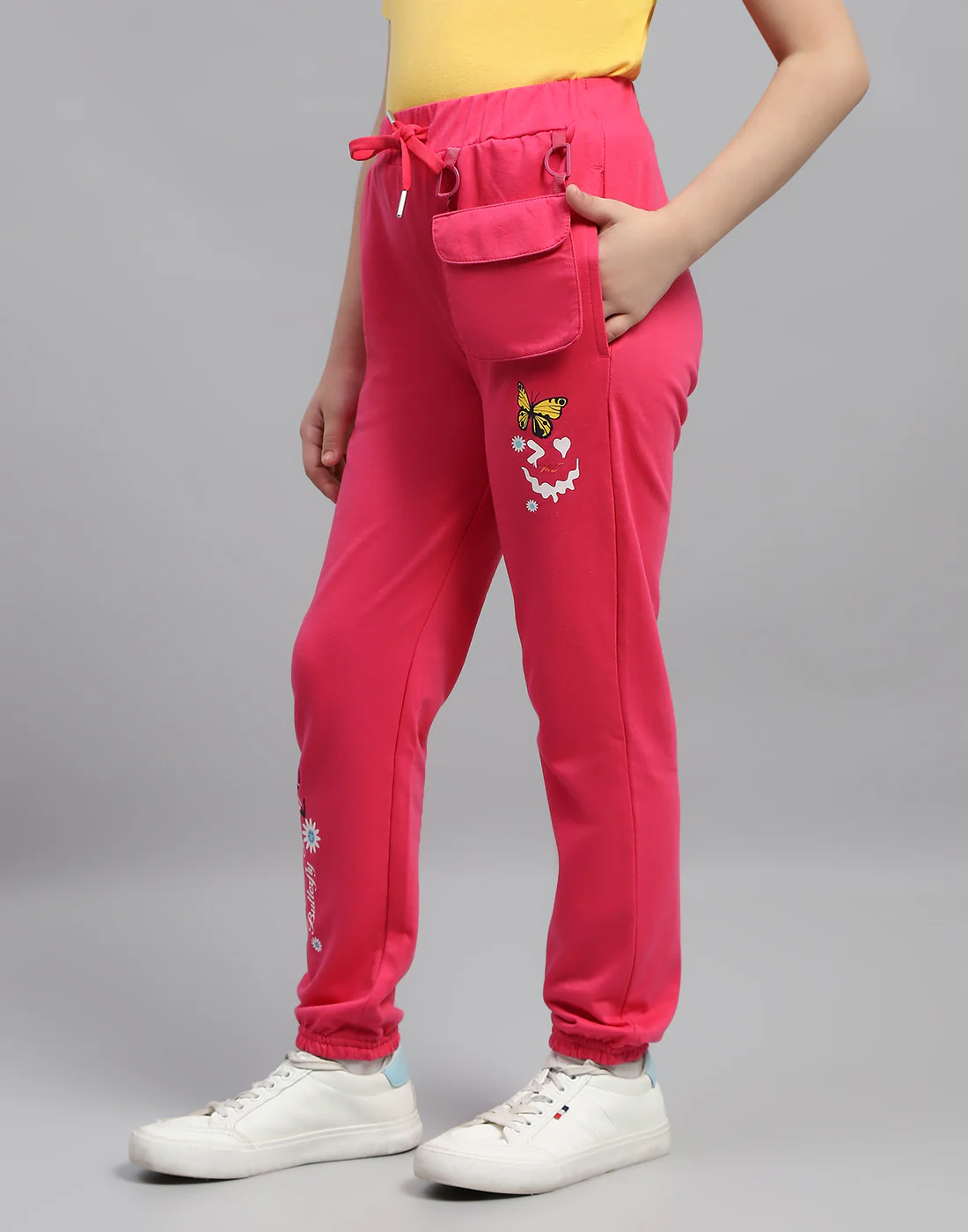 Girls Pink Printed Regular Fit Lower - Image 3