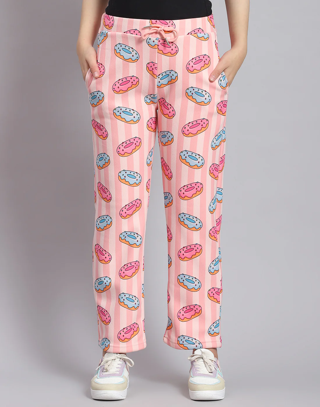 Girls Pink Printed Round Neck Full Sleeve Cords Set - Image 7