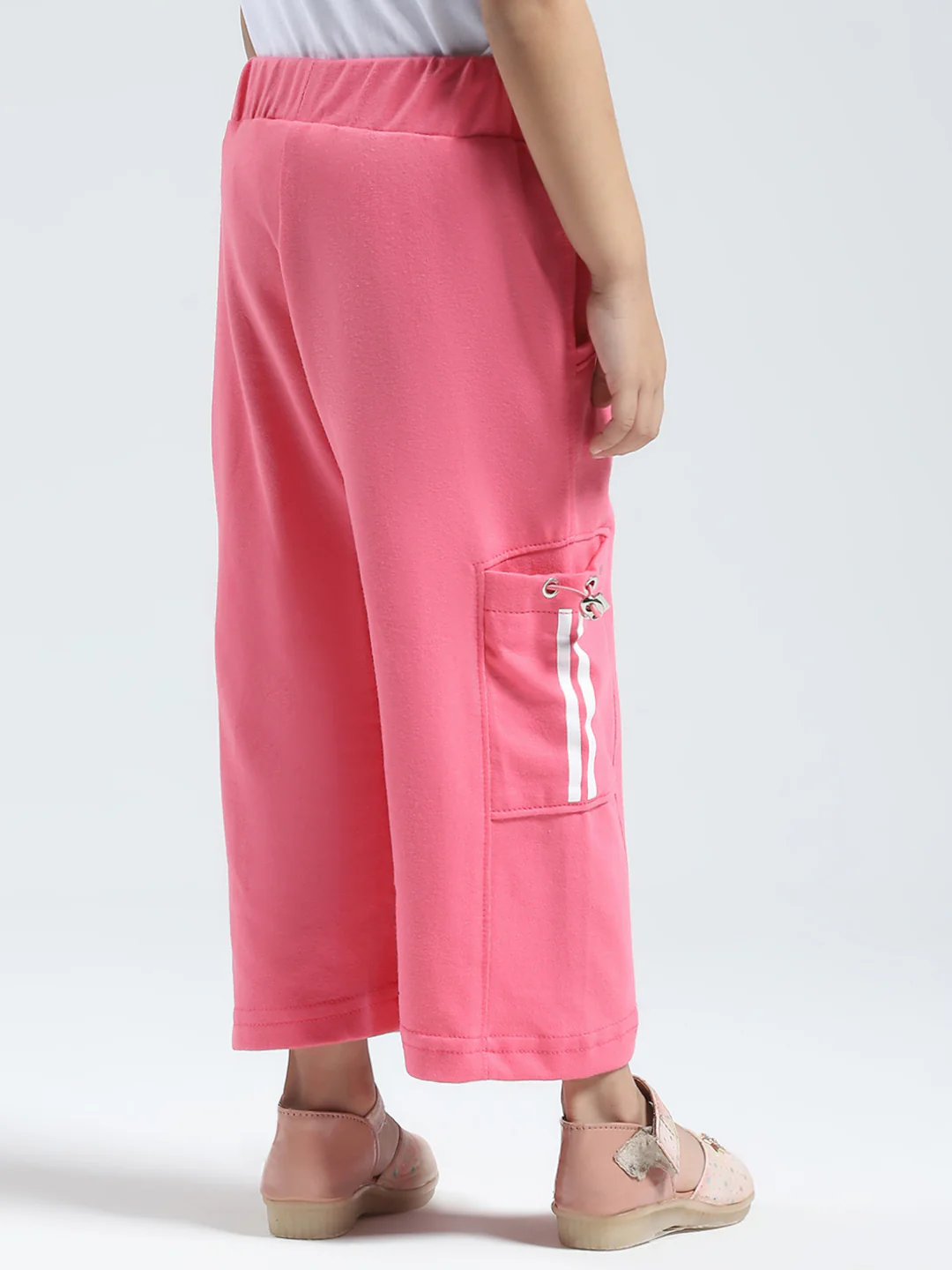 Girls Pink Solid Regular Fit Capri - Image 5