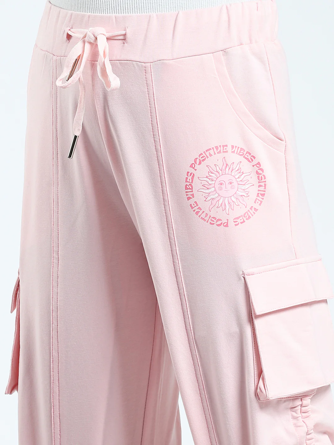 Girls Pink Solid Regular Fit Capri - Image 6