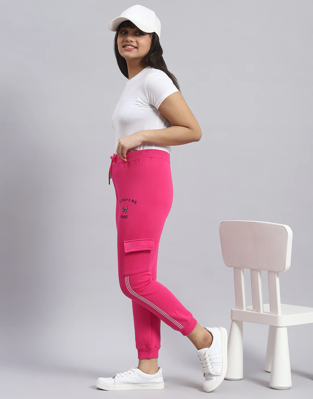 Girls Pink Solid Regular Fit Lower - Image 3