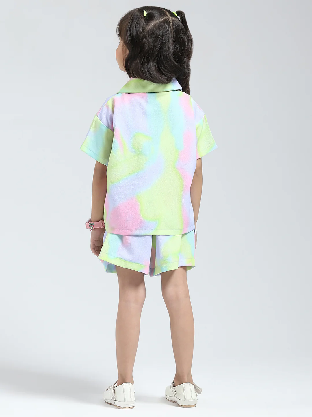 Girls Purple Printed Collar Half Sleeve Cords Set - Image 5