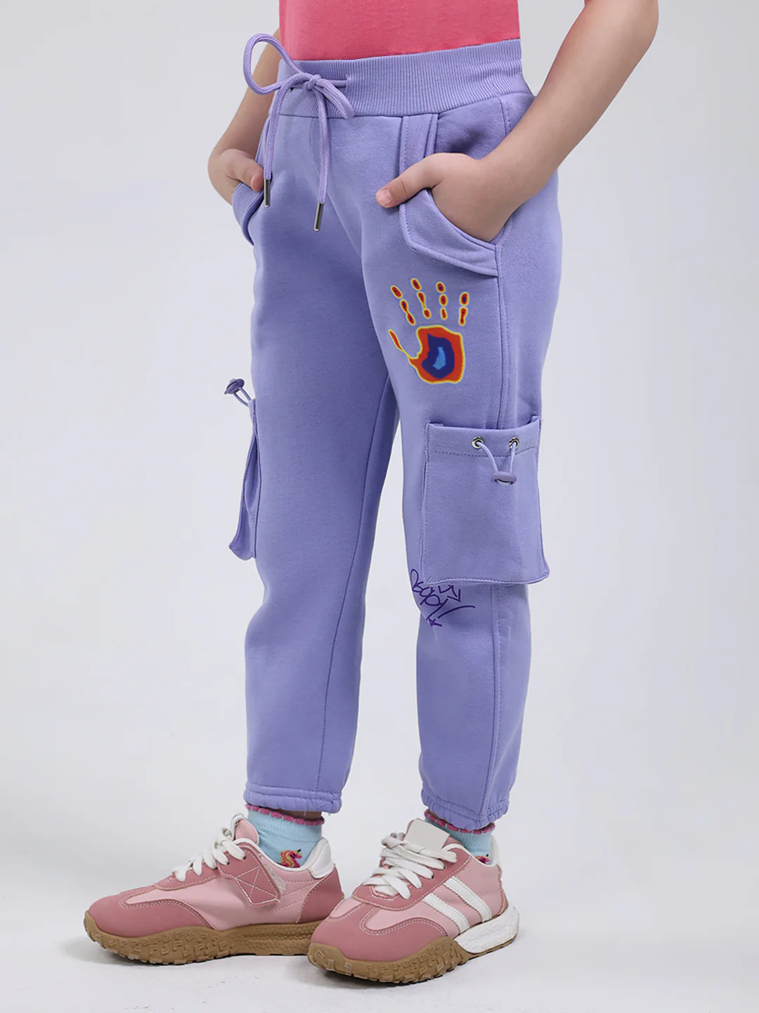 Girls Purple Printed Regular Fit Lower - Image 3