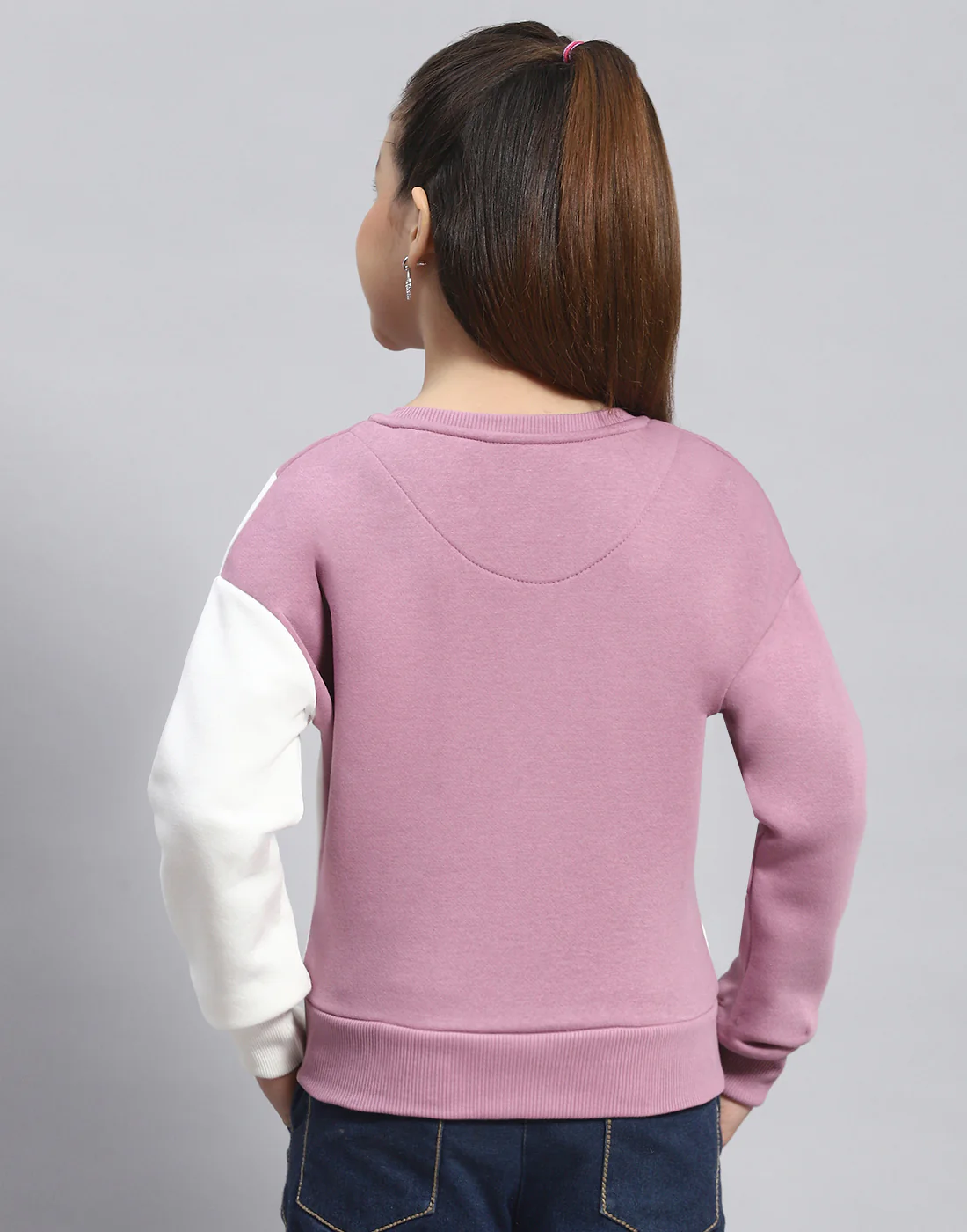 Girls Purple Printed Round Neck Full Sleeve Sweatshirt - Image 5
