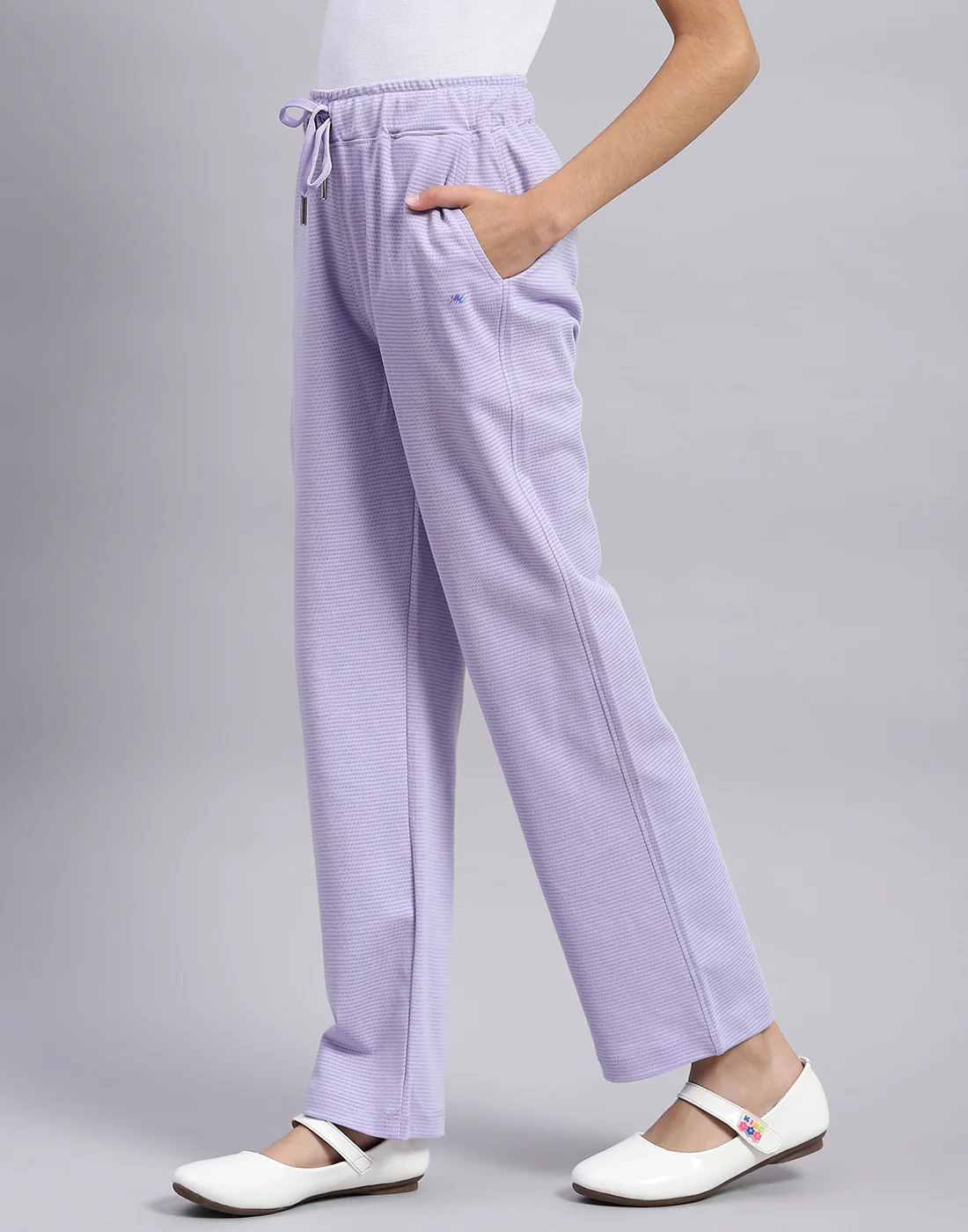 Girls Purple Printed Round Neck Half Sleeve Cords Set - Image 8