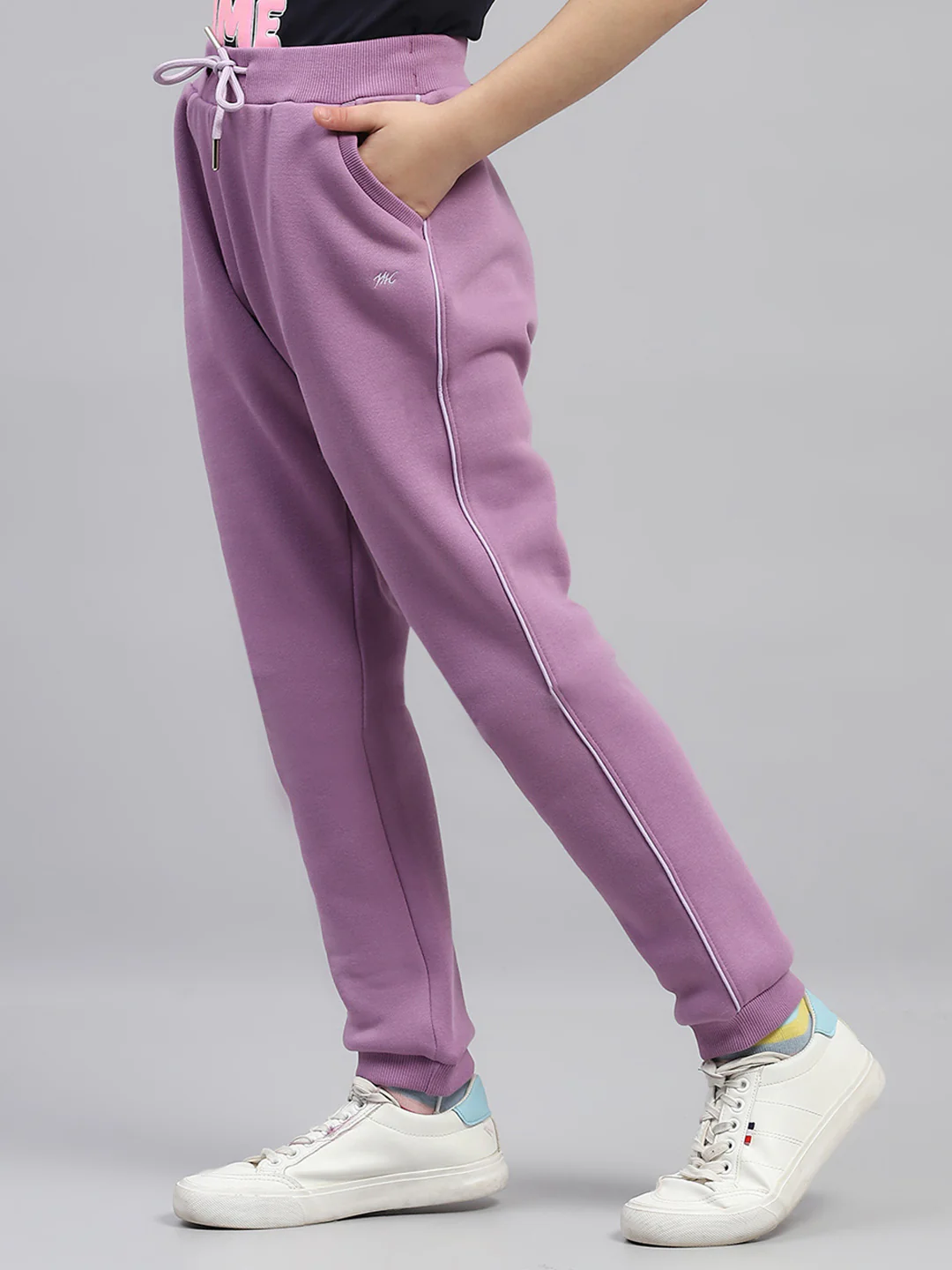 Girls Purple Solid Regular Fit Lower - Image 3