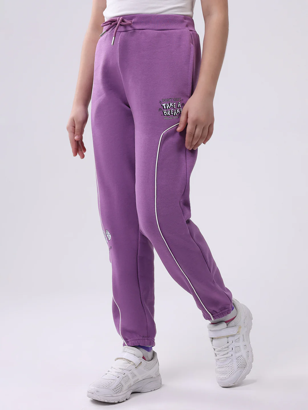 Girls Purple Solid Regular Fit Lower - Image 3