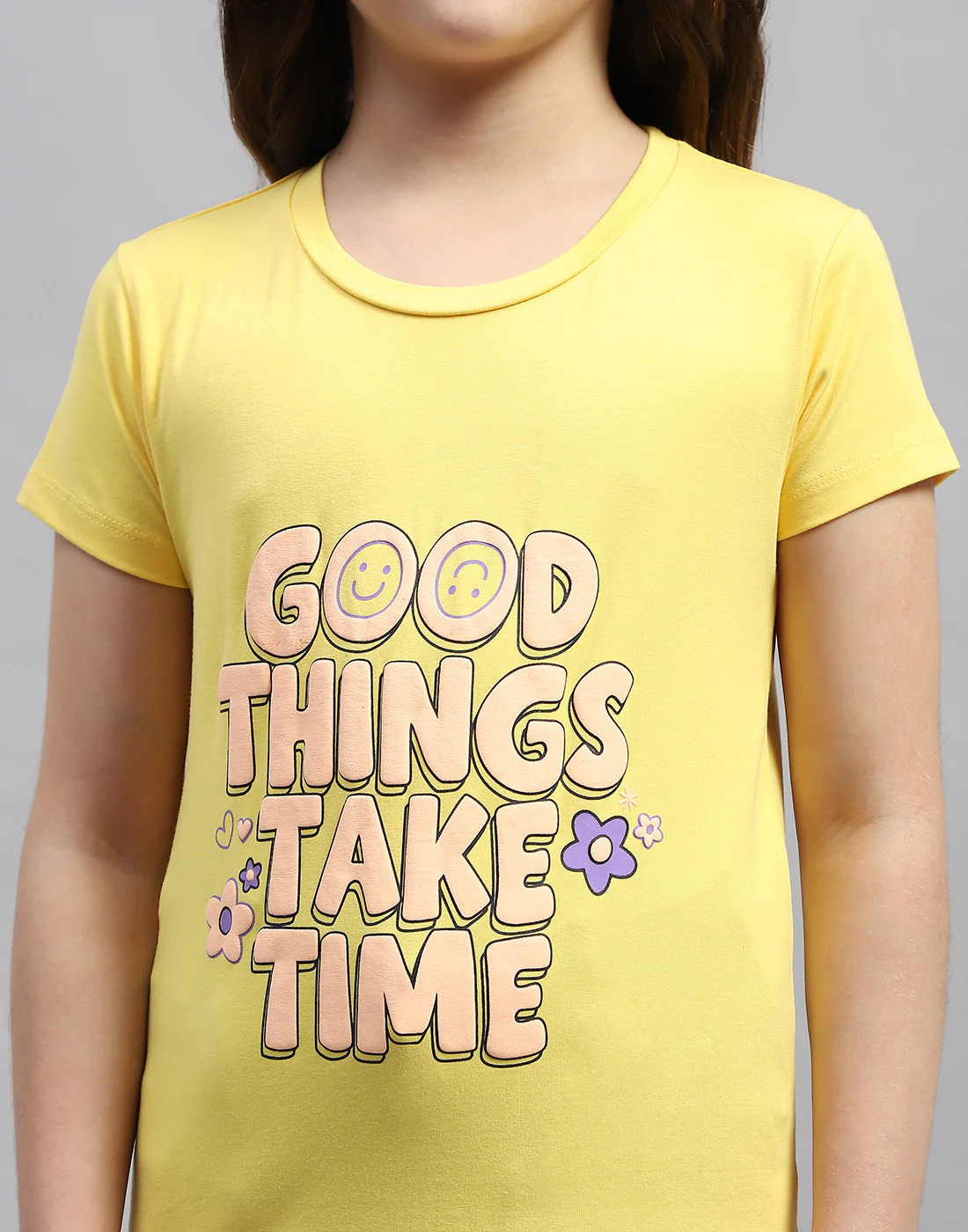 Girls Yellow & Orange Printed Round Neck Half Sleeve T-Shirt (Pack of 2) - Image 11