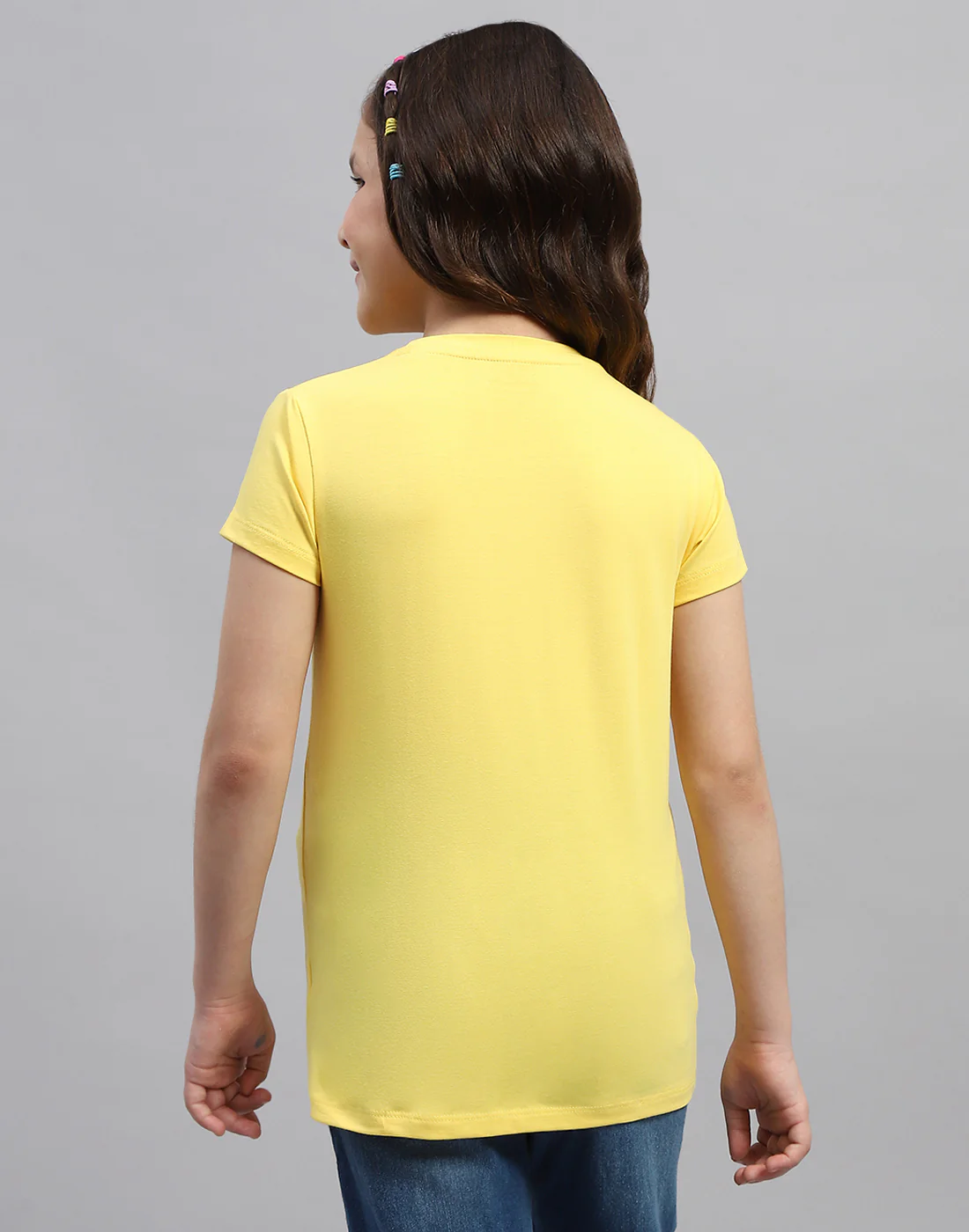 Girls Yellow & Orange Printed Round Neck Half Sleeve T-Shirt (Pack of 2) - Image 6
