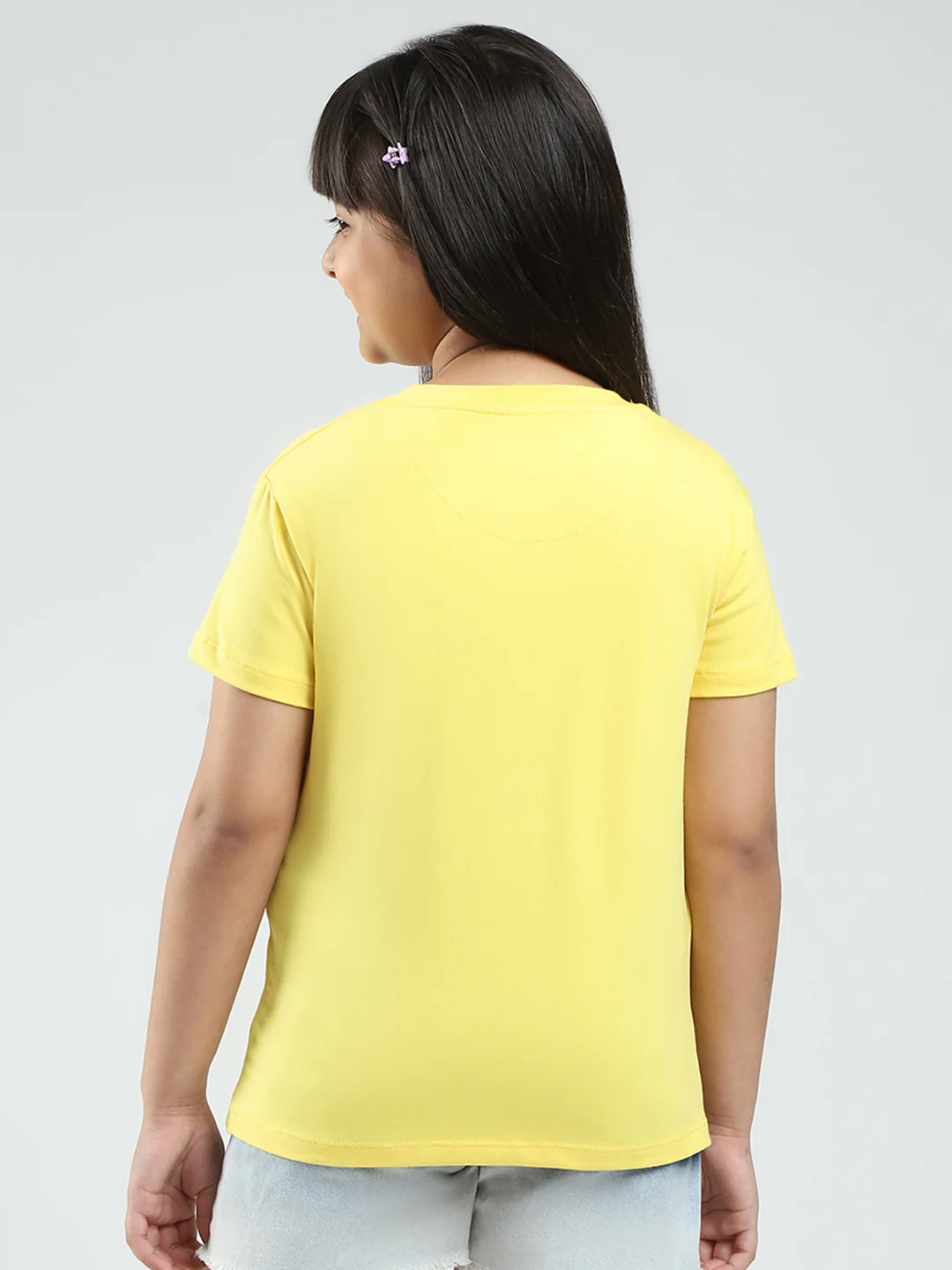 Girls Yellow & Orange Printed Round Neck Half Sleeve Top 2Pc Set - Image 7