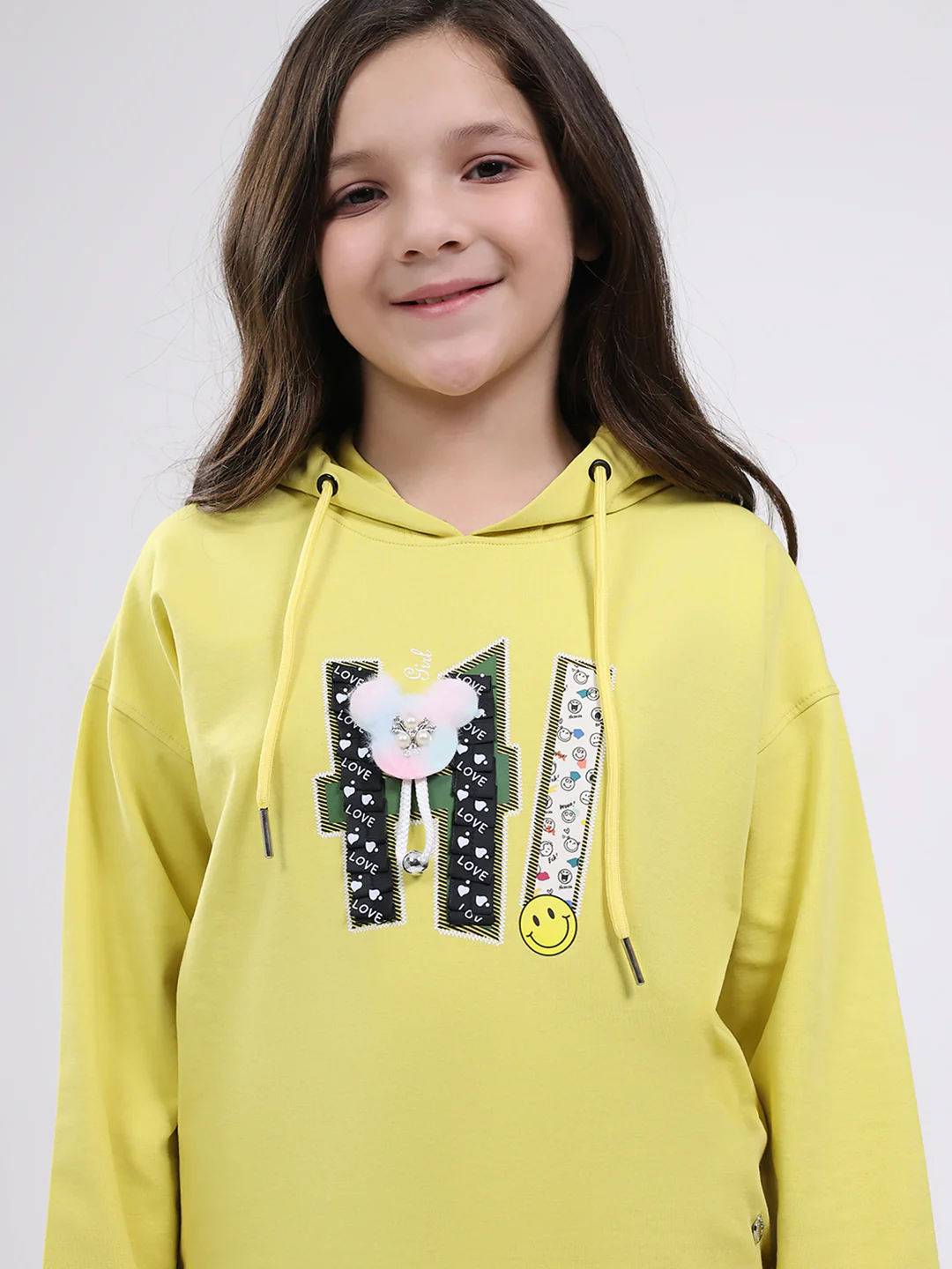 Girls Yellow Printed Hooded Full Sleeve Cords Set - Image 6