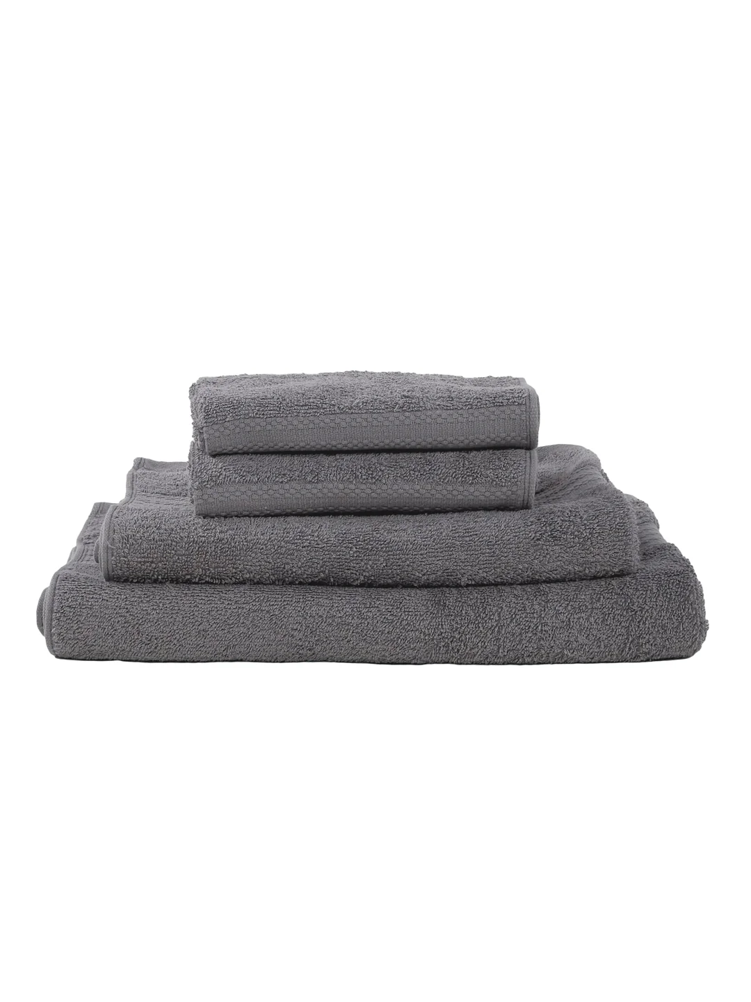 Grey 100% Cotton Solid 380 GSM Bath Towel Jazz 4 Pc Set Gifting Box Pack - Image 5
