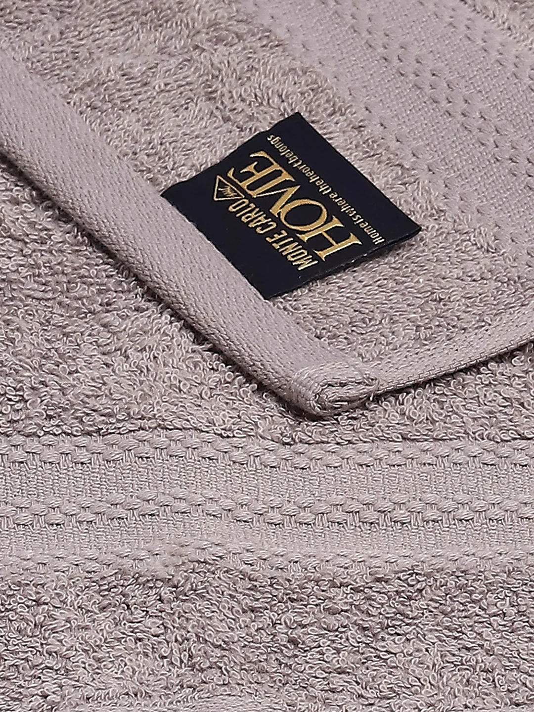 Grey Cotton Solid 380 GSM 2 Bath Towel & 2 Hand Towel - Image 3