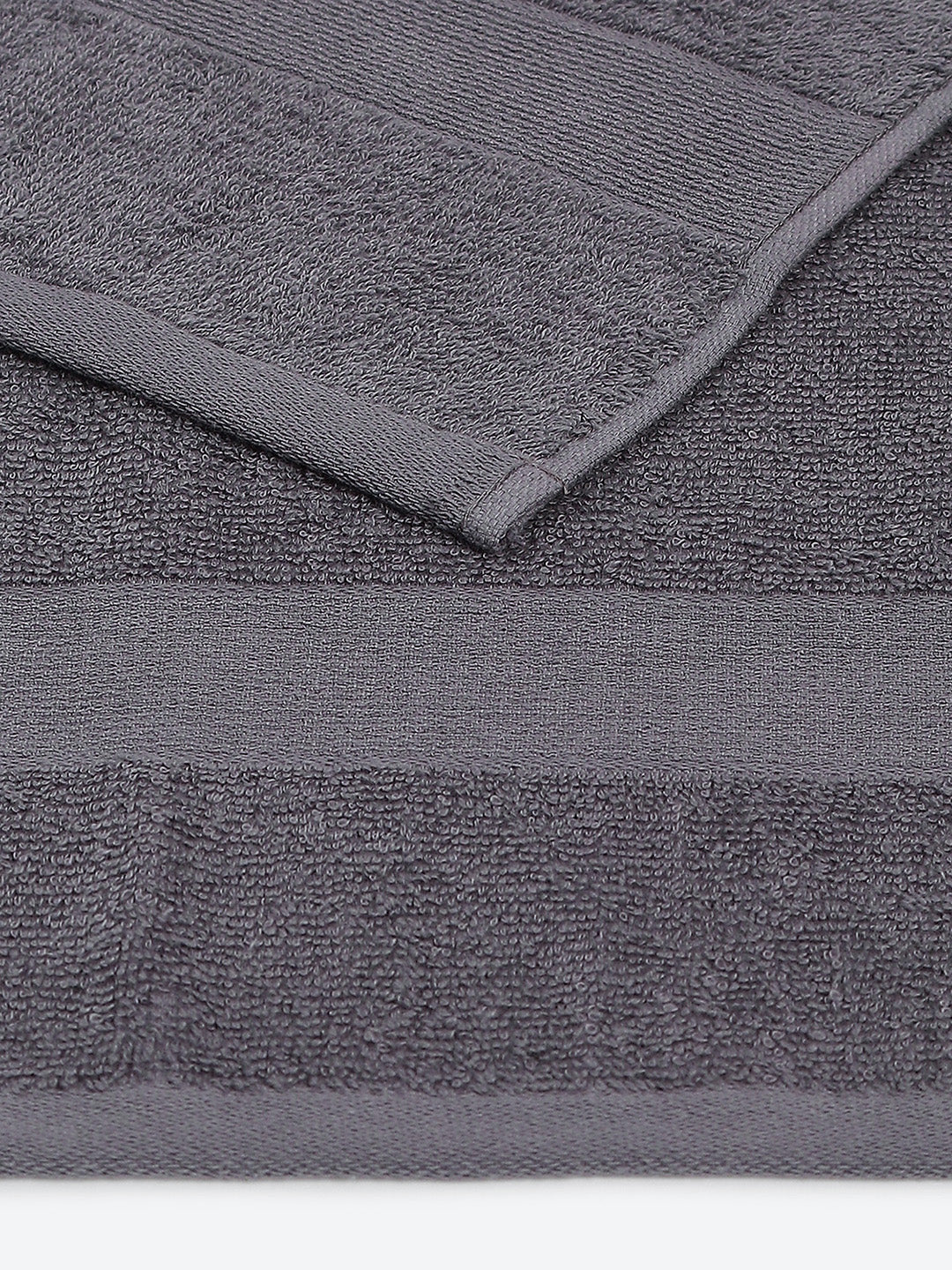 Grey Cotton Solid 380 GSM Bath Towel 2Pc Set (Albella) - Image 4