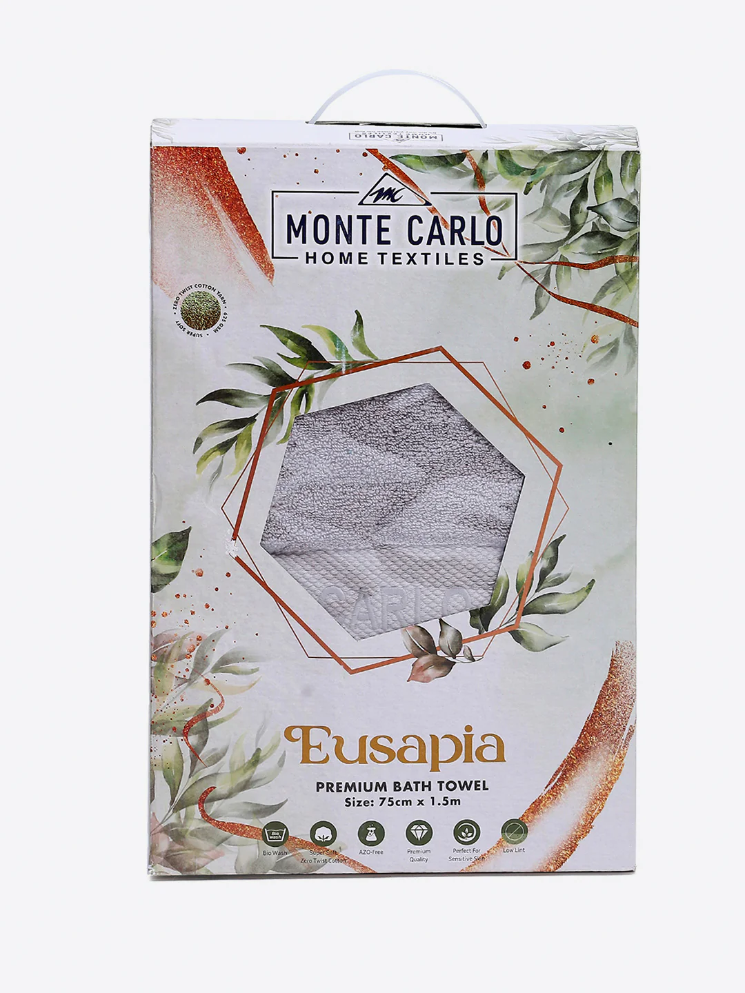 Grey Cotton Solid 650 GSM Bath Towel (Eusapia) - Image 5