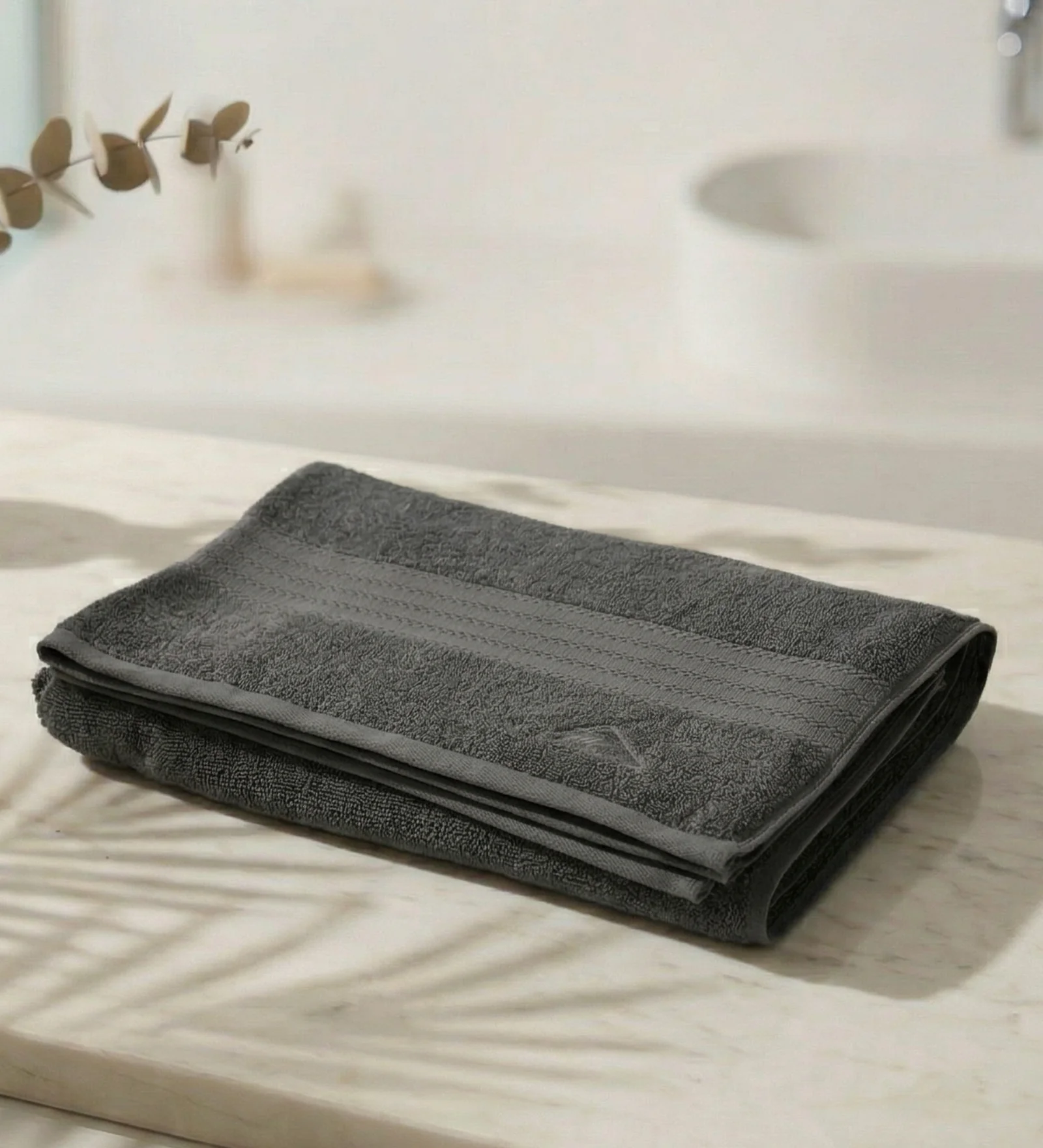 Grey Pure Cotton Solid 380 GSM Bath Towel 1 Piece (Jazz Collection) - Image 2