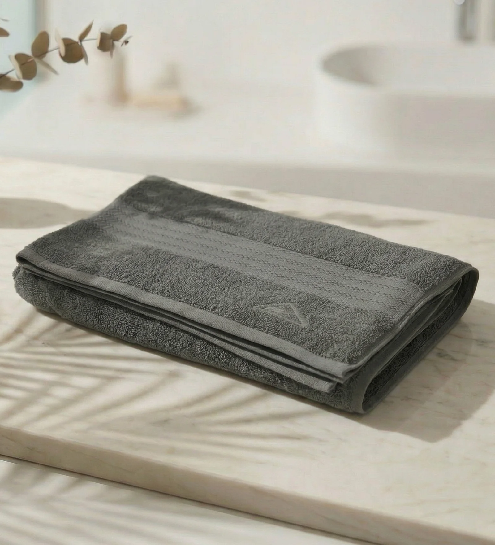 Grey Pure Cotton Solid 380 GSM Bath Towel 1 Piece (Jazz Collection) - Image 2