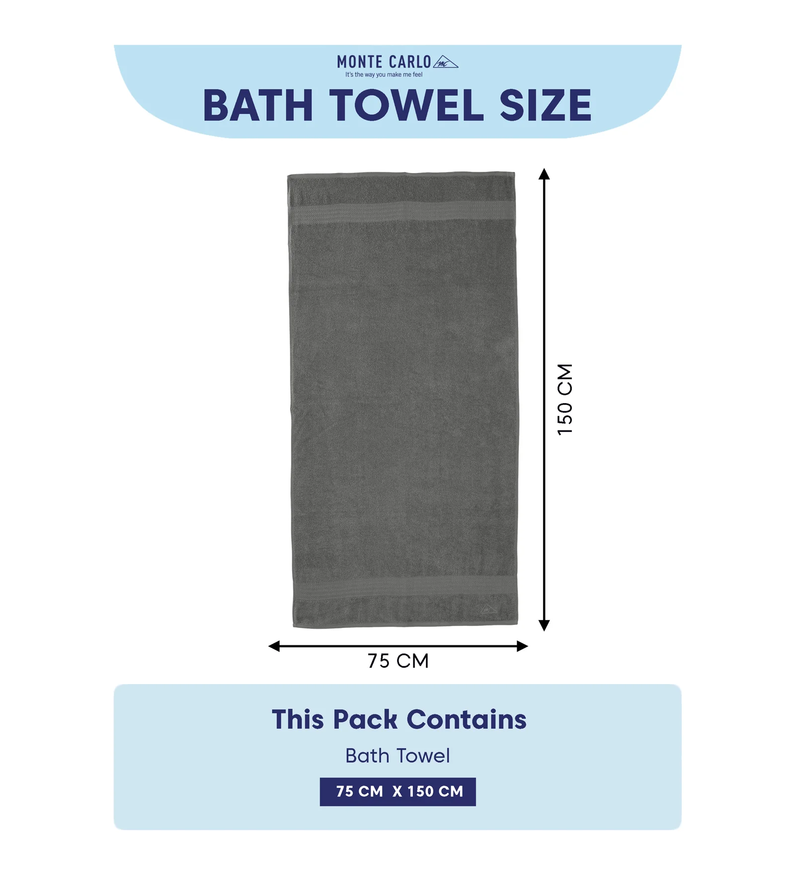 Grey Pure Cotton Solid 380 GSM Bath Towel 1 Piece (Jazz Collection) - Image 8