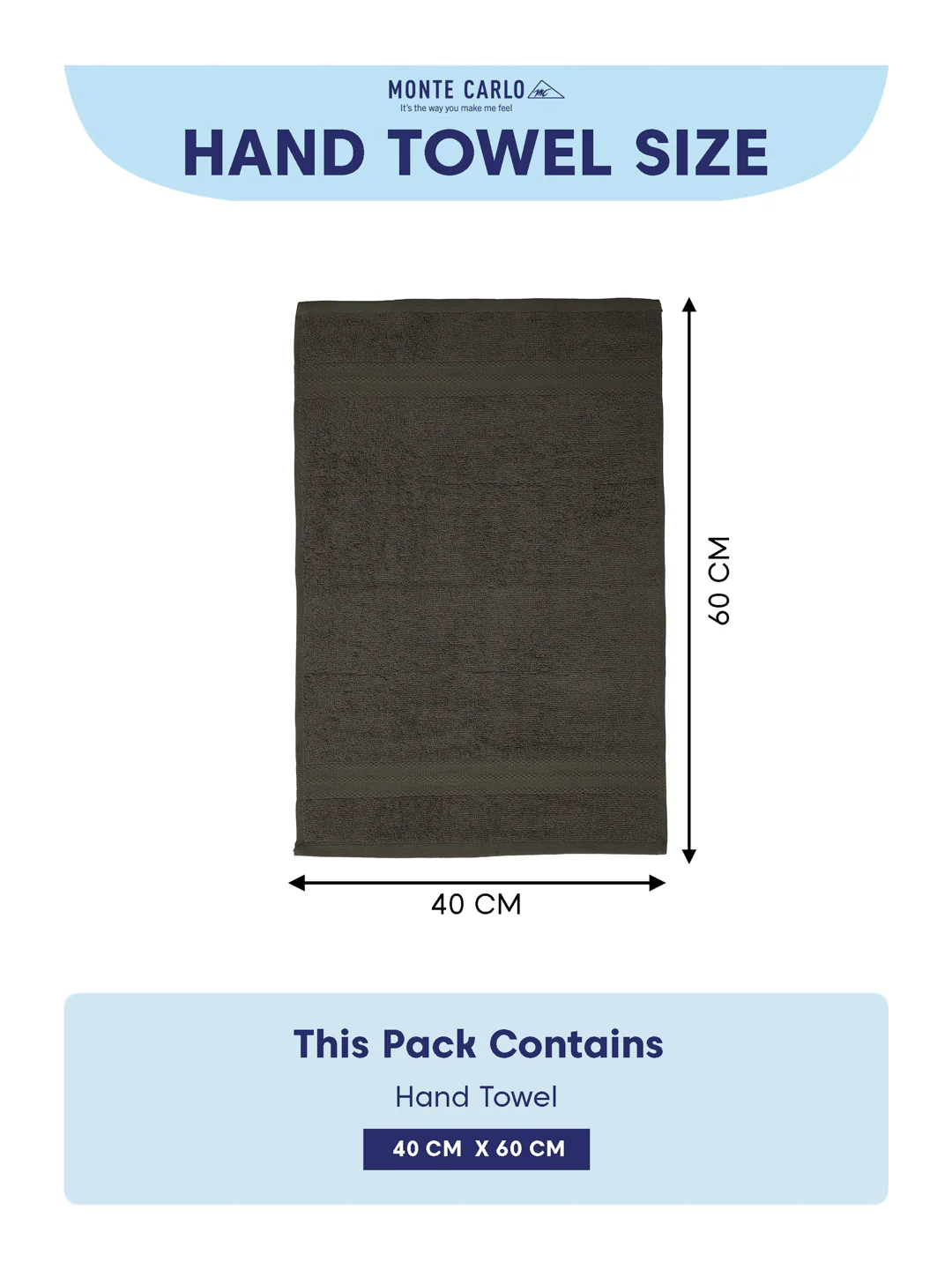 Grey Pure Cotton Solid 380 GSM Hand Towel 2 Pc Set (Jazz Collection) - Image 10