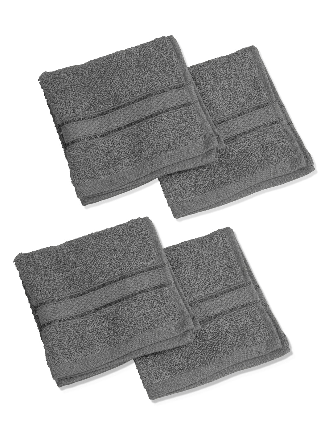 Grey Pure Cotton Solid 400 GSM Face Towel 4 Pc Set (Jasper Collection) - Image 4