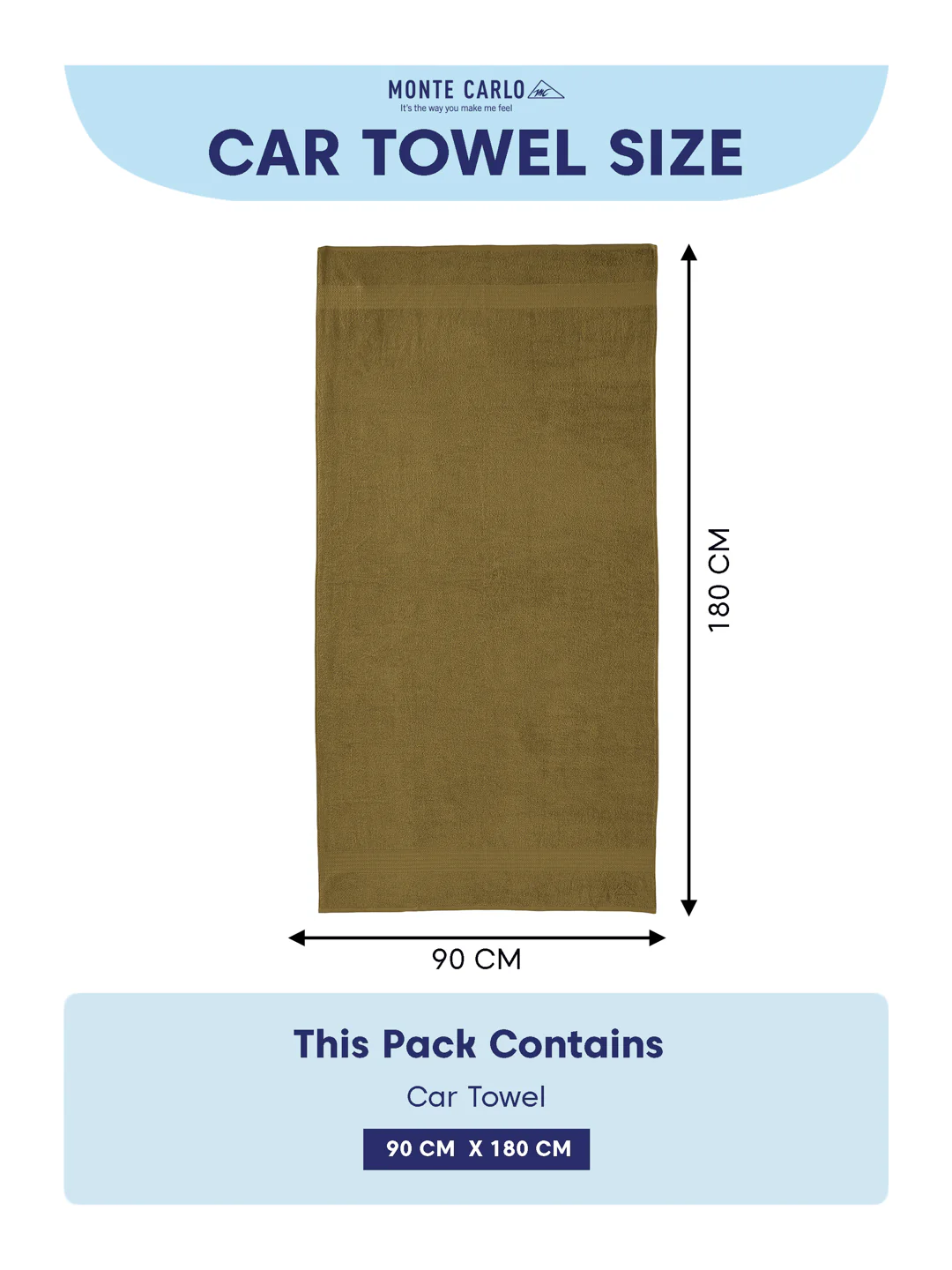 Khaki Pure Cotton Solid 380 GSM Car Towel 1 Piece (Jazz Collection) - Image 7