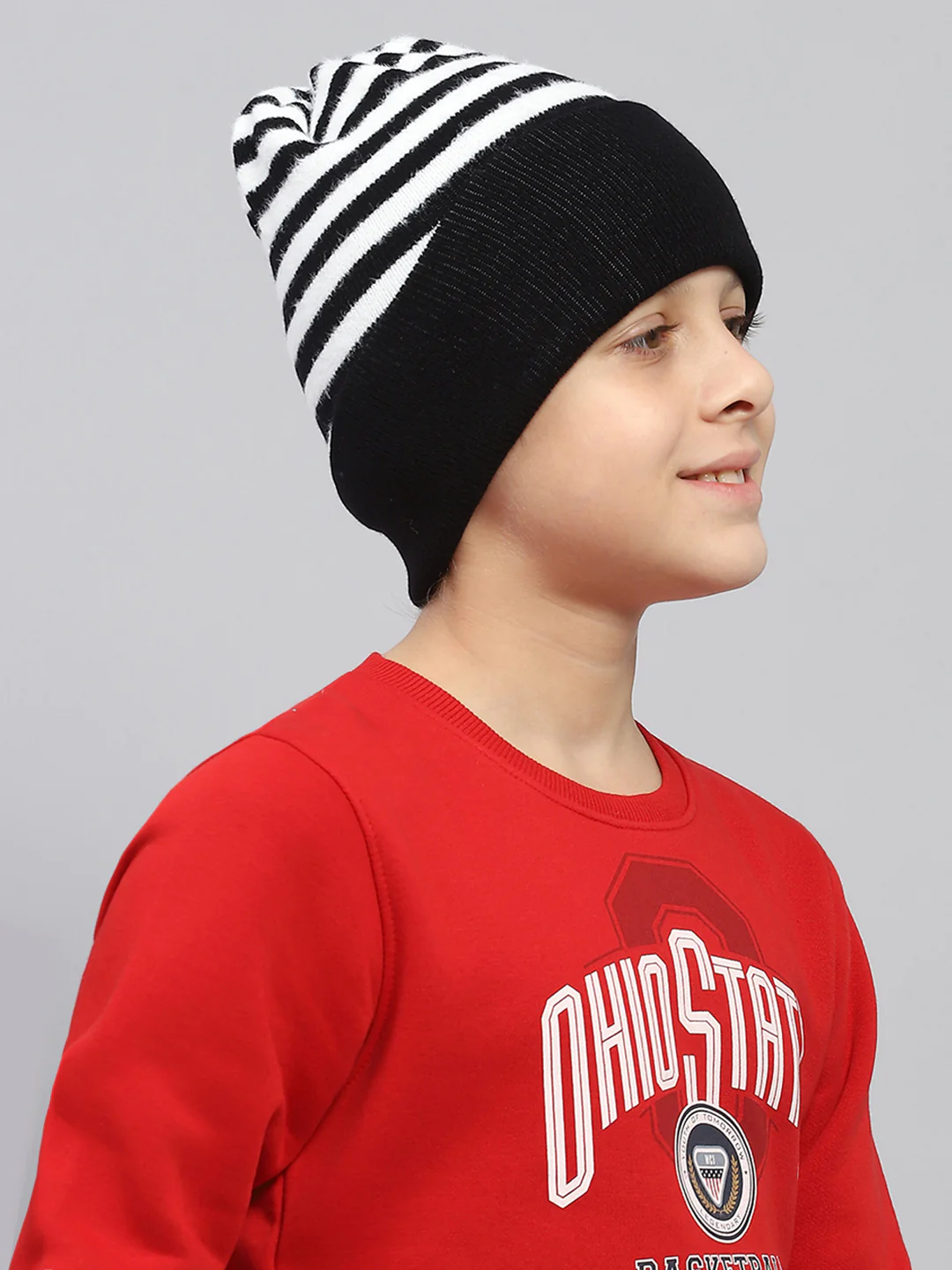 Kids Black Self Design Cap - Image 4