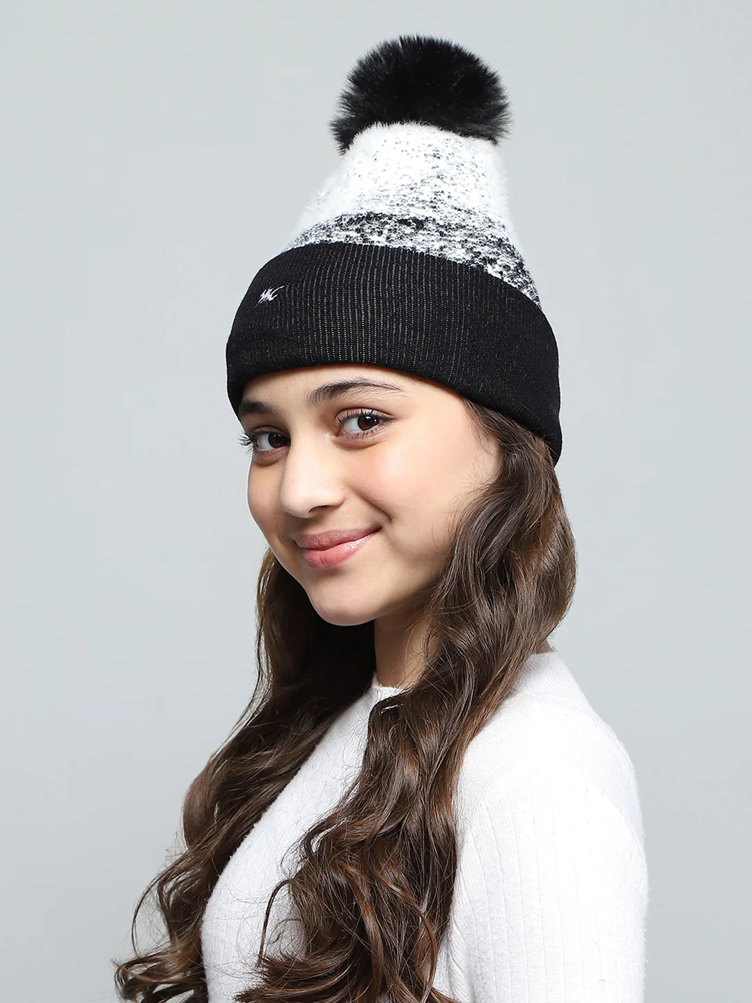 Kids Black Self Design Cap - Image 3