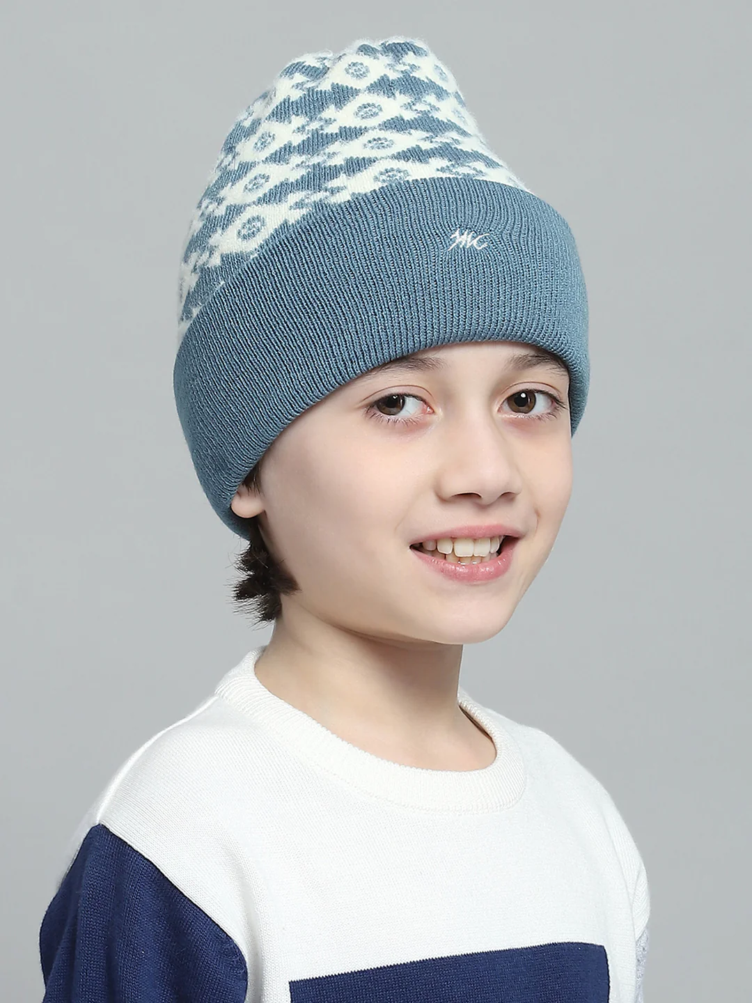 Kids Blue Self Design Cap - Image 4