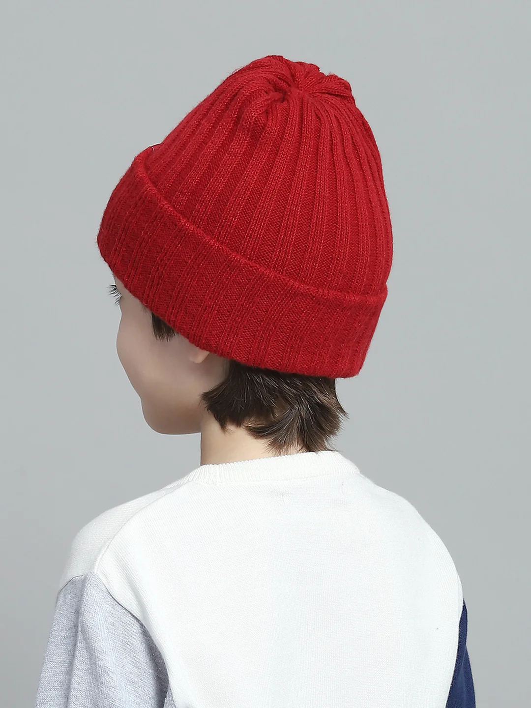 Kids Maroon Self Design Cap - Image 5