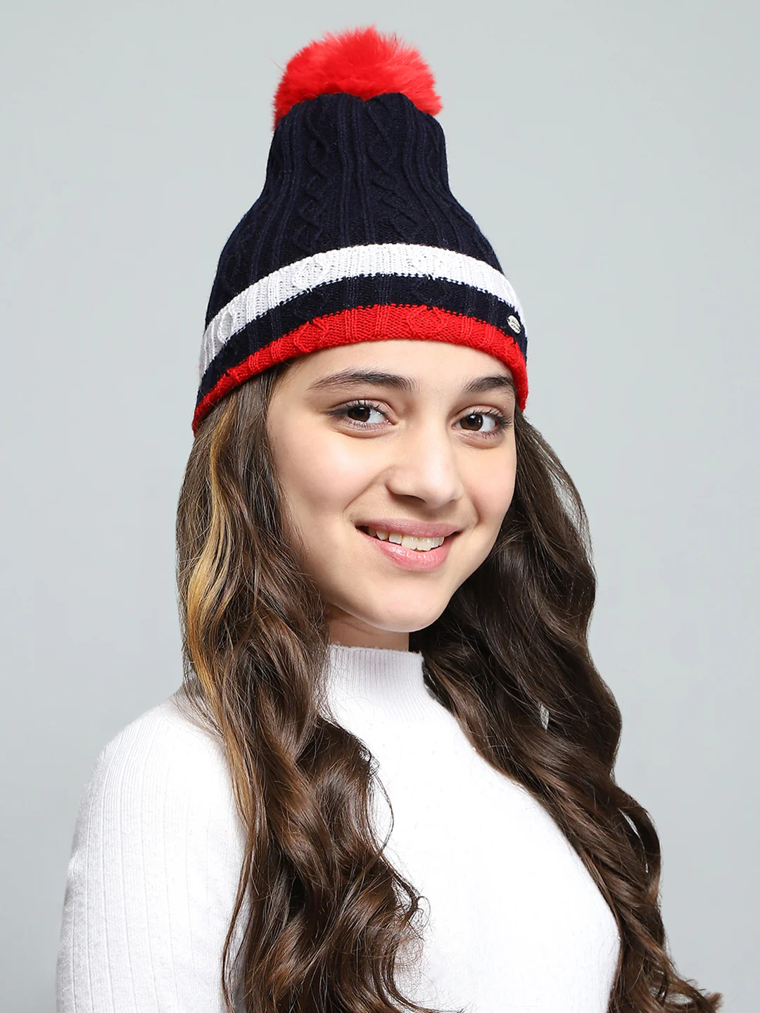 Kids Navy Blue Self Design Cap - Image 4