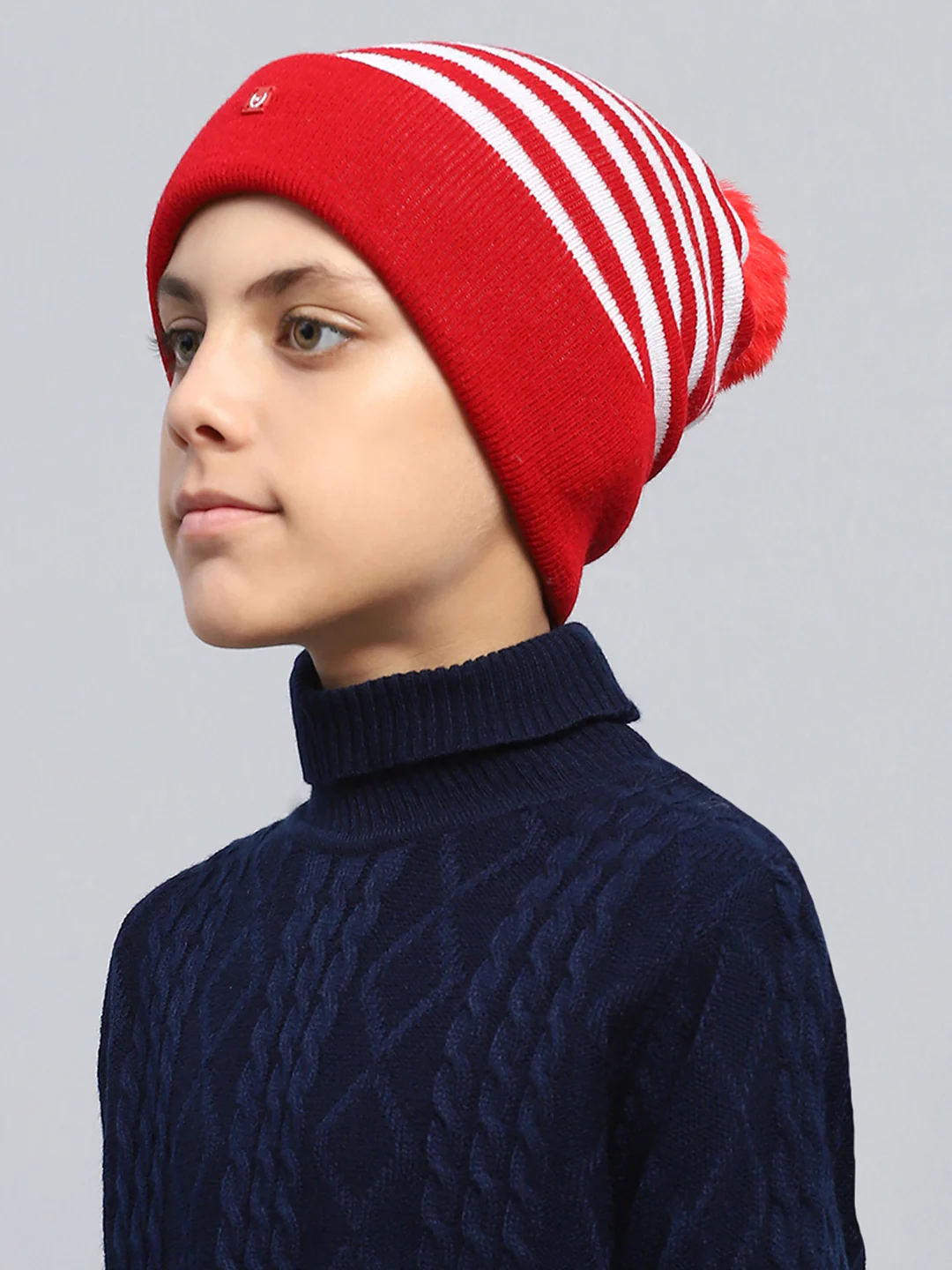 Kids Red Self Design Cap - Image 3