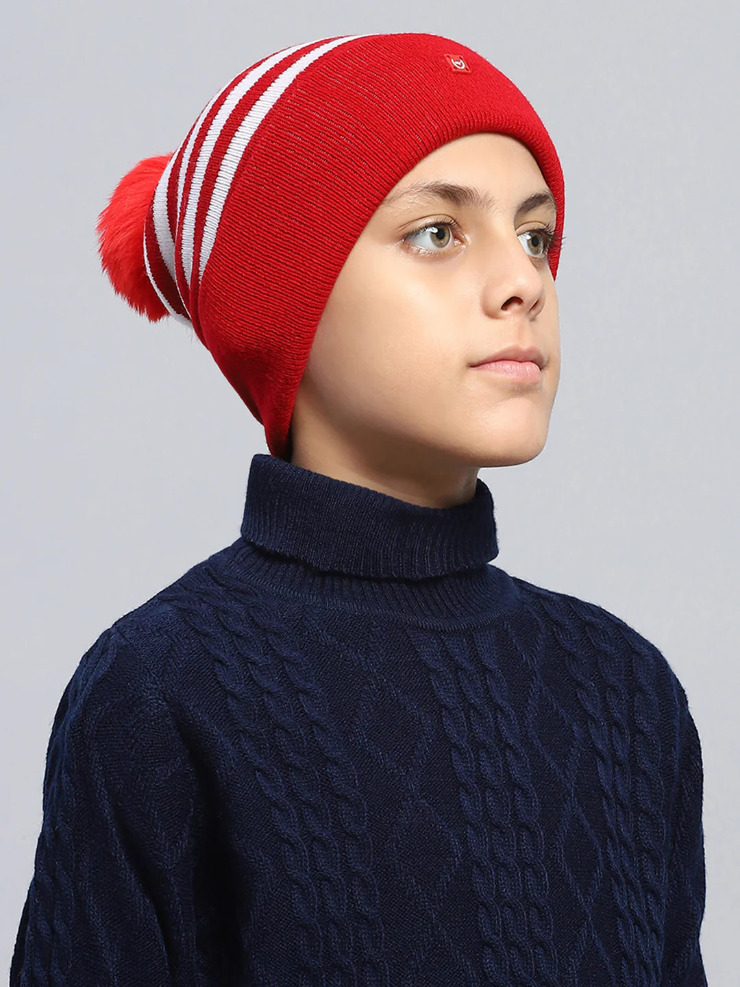 Kids Red Self Design Cap - Image 4