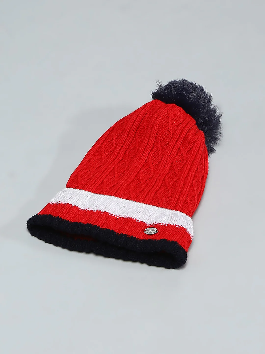 Kids Red Self Design Cap - Image 6