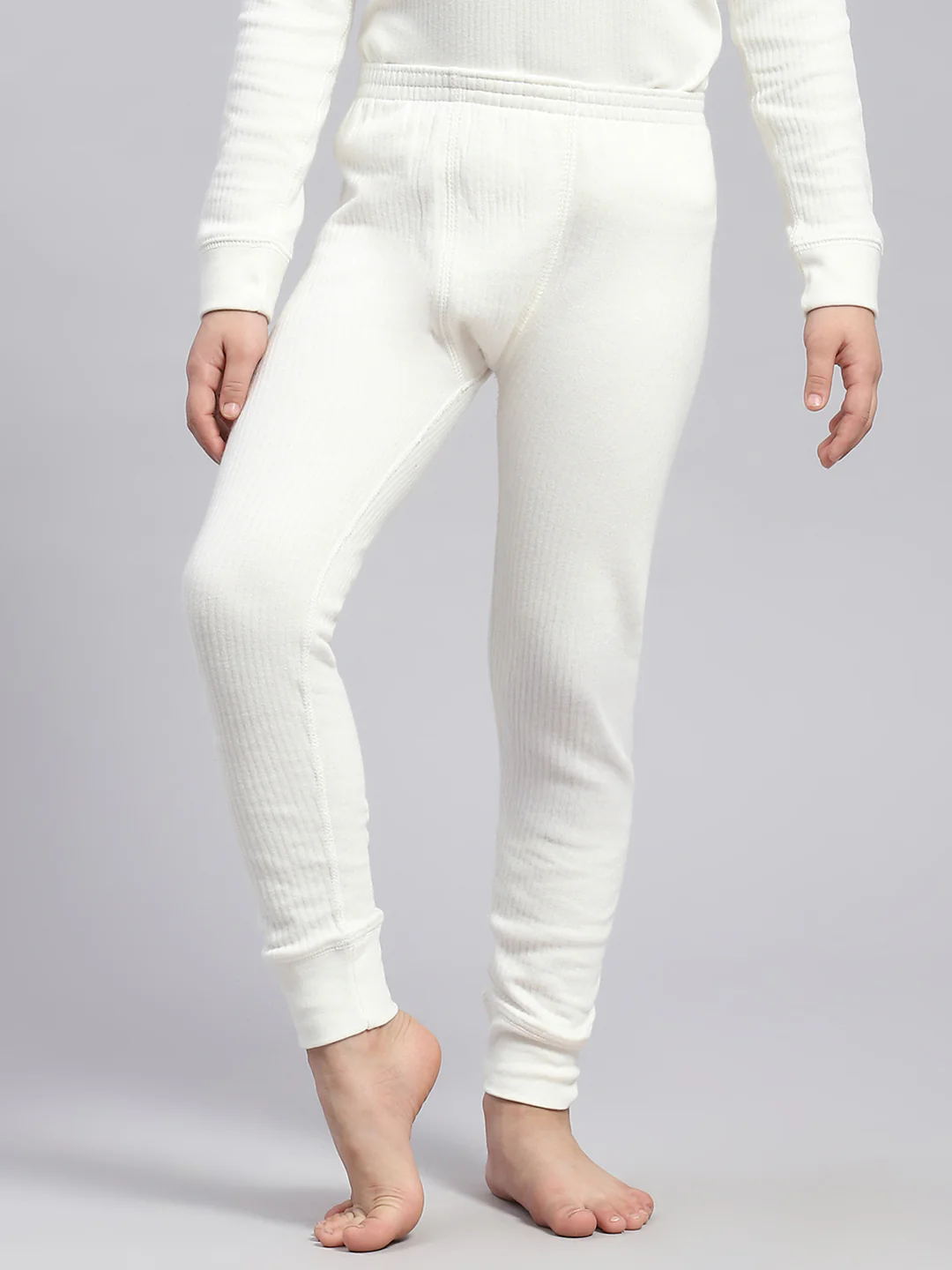 Kids-Unisex White Solid Thermal Lower - Image 6