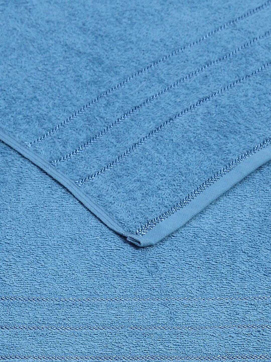 Light Blue Cotton Solid 350 GSM Bath Towel (Soho) - Image 4