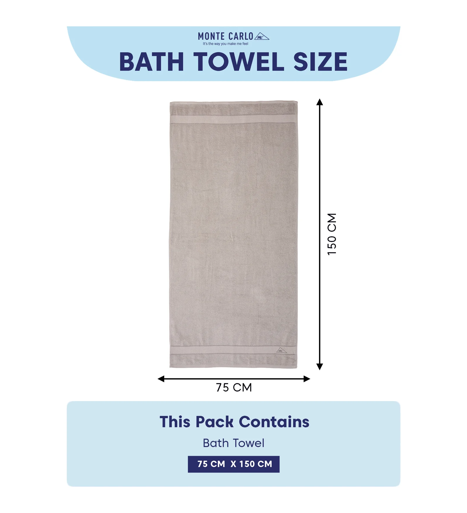 Light Grey Pure Cotton Solid 450 GSM Bath Towel 1 Piece (Oasis Collection) - Image 8