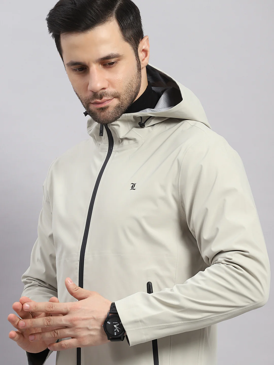 Luxuria Men Beige Check Hooded Full Sleeve Reversible Jacket - Image 10