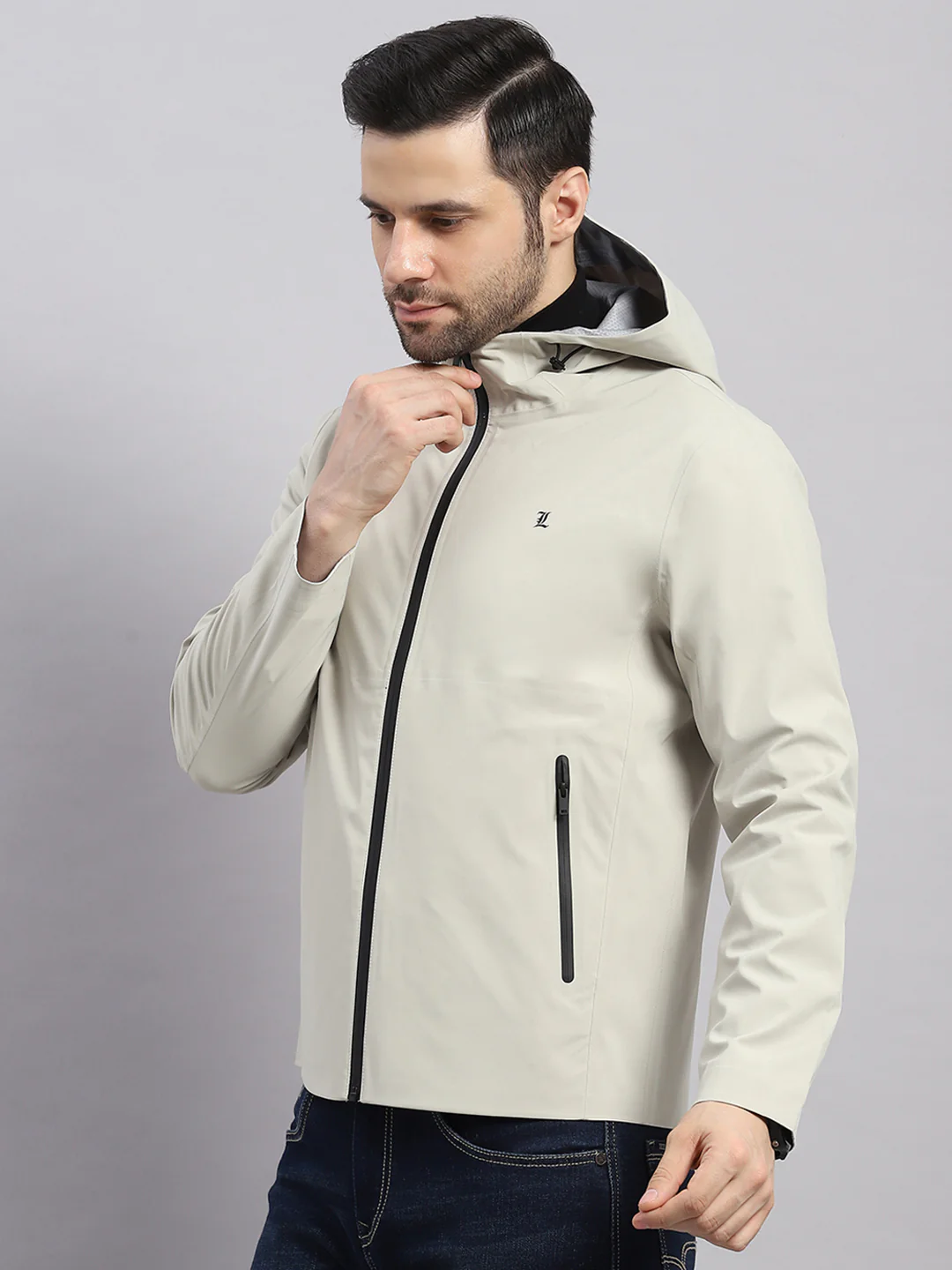 Luxuria Men Beige Check Hooded Full Sleeve Reversible Jacket - Image 3