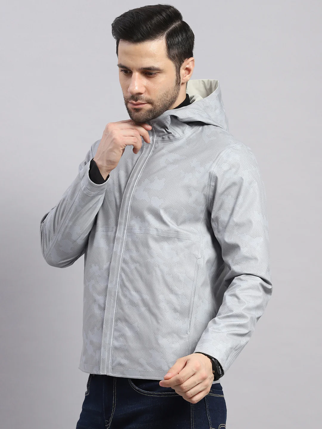 Luxuria Men Beige Check Hooded Full Sleeve Reversible Jacket - Image 8