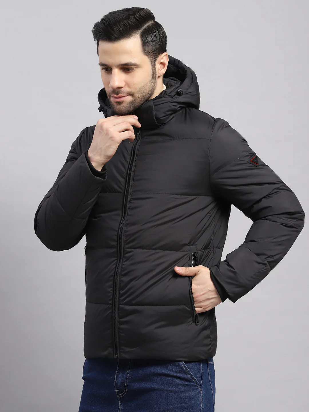 Luxuria Men Black Compressible Duck Down Hooded Jacket - Image 3