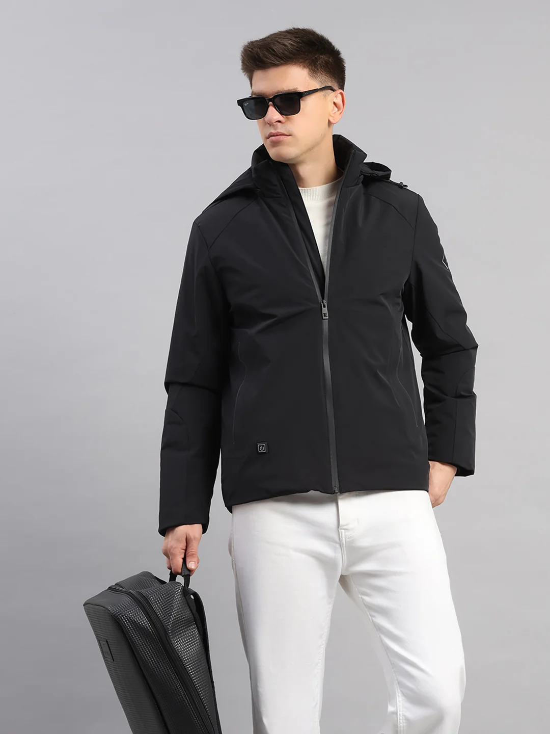 Luxuria Men Black Solid Hooded Full Sleeve Jacket - Image 6
