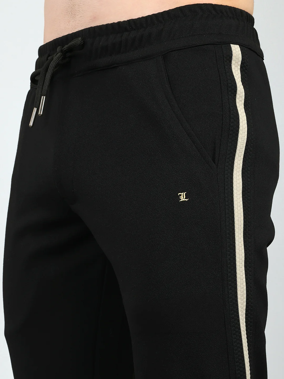 Luxuria Men Black Solid Regular Fit Lower - Image 4