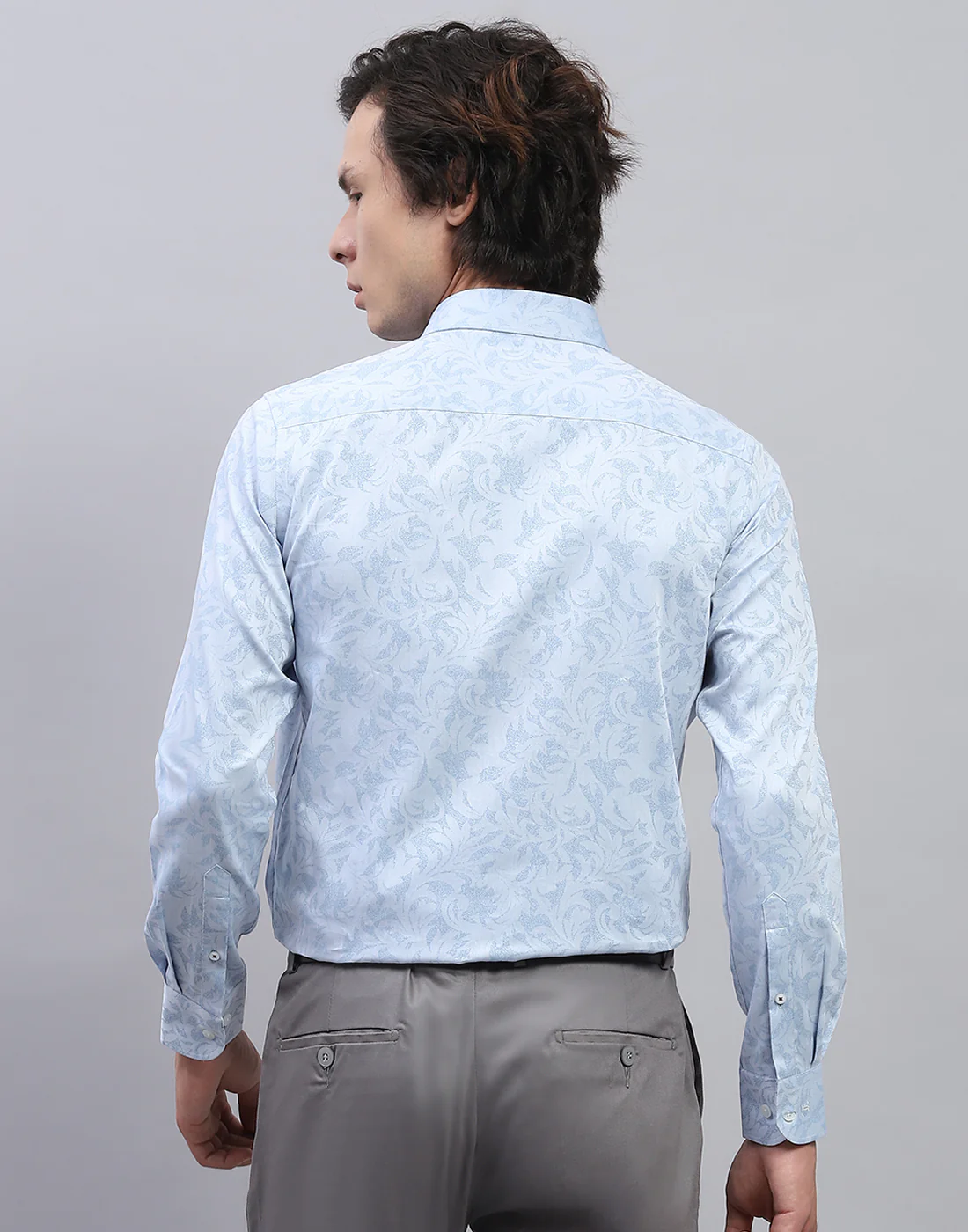 Luxuria Men Blue Floral Print Collar Full Sleeve Shirt - Image 5