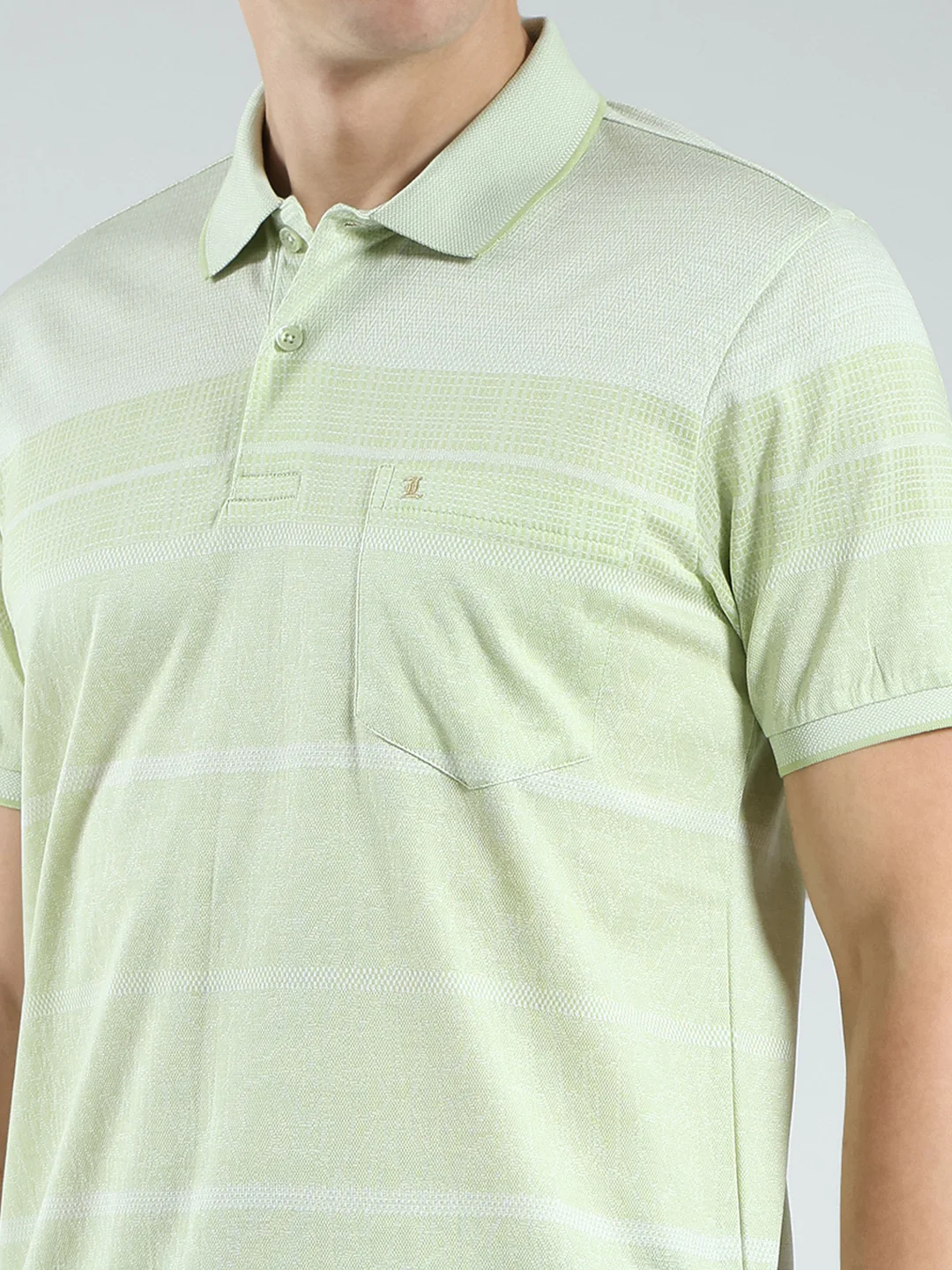 Luxuria Men Green Stripe Collar Half Sleeve T-Shirt - Image 7