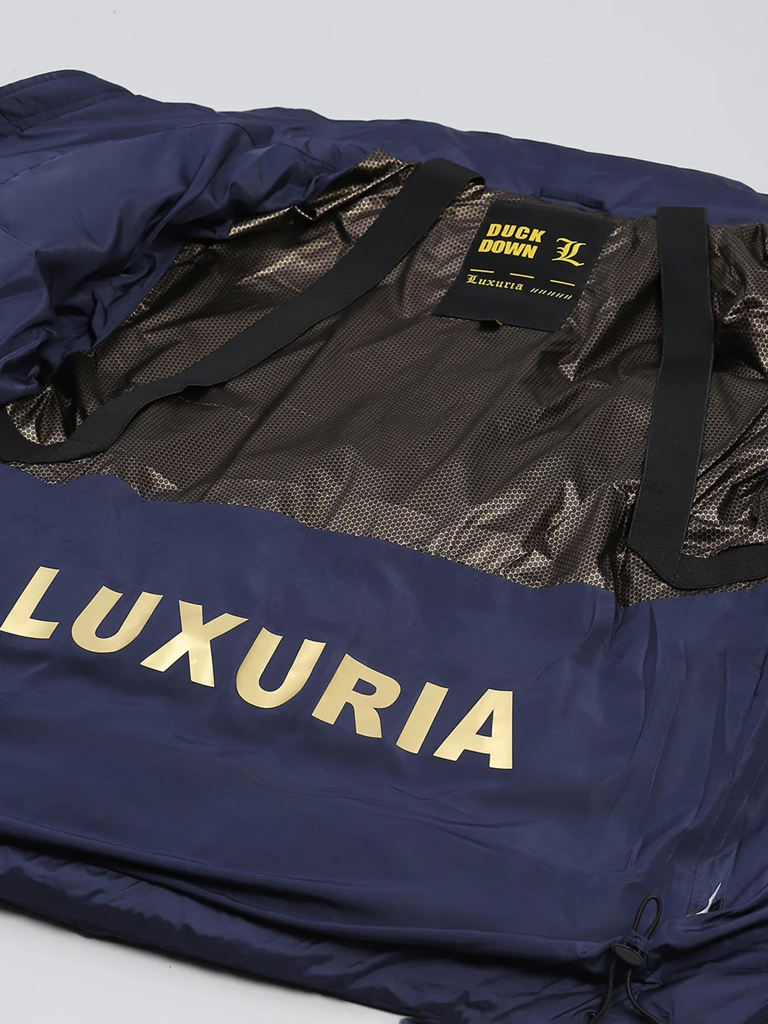 Luxuria Men Navy Blue Compressible Duck Down Hooded Jacket - Image 8