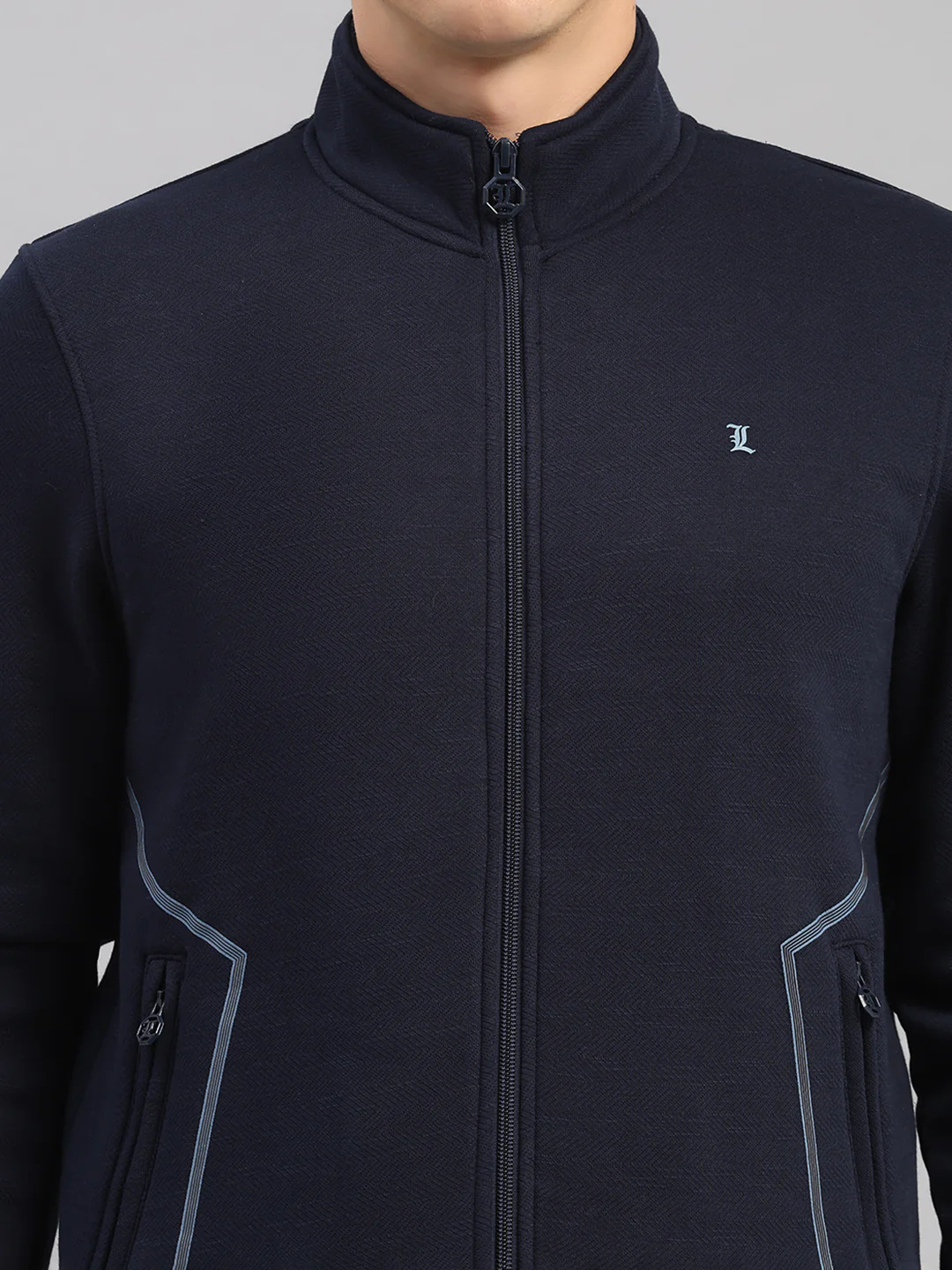 Luxuria Men Navy Blue Solid Collar Full Sleeve Winter Tracksuit - Image 8