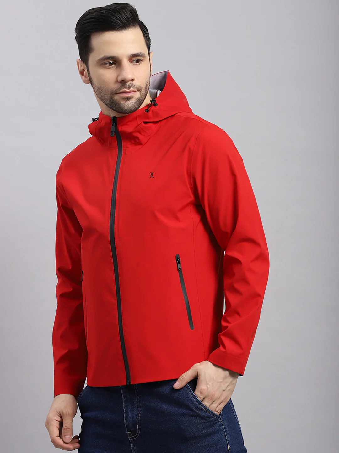 Luxuria Men Red Check Hooded Full Sleeve Reversible Jacket - Image 3